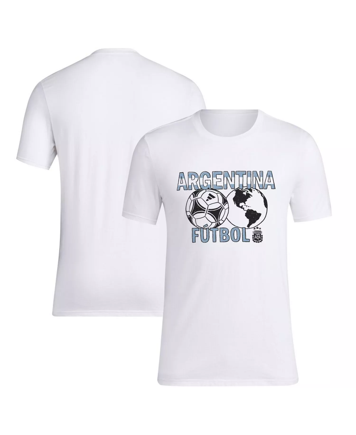 Men's White Argentina National Team Around the World T-Shirt - White - 2XL