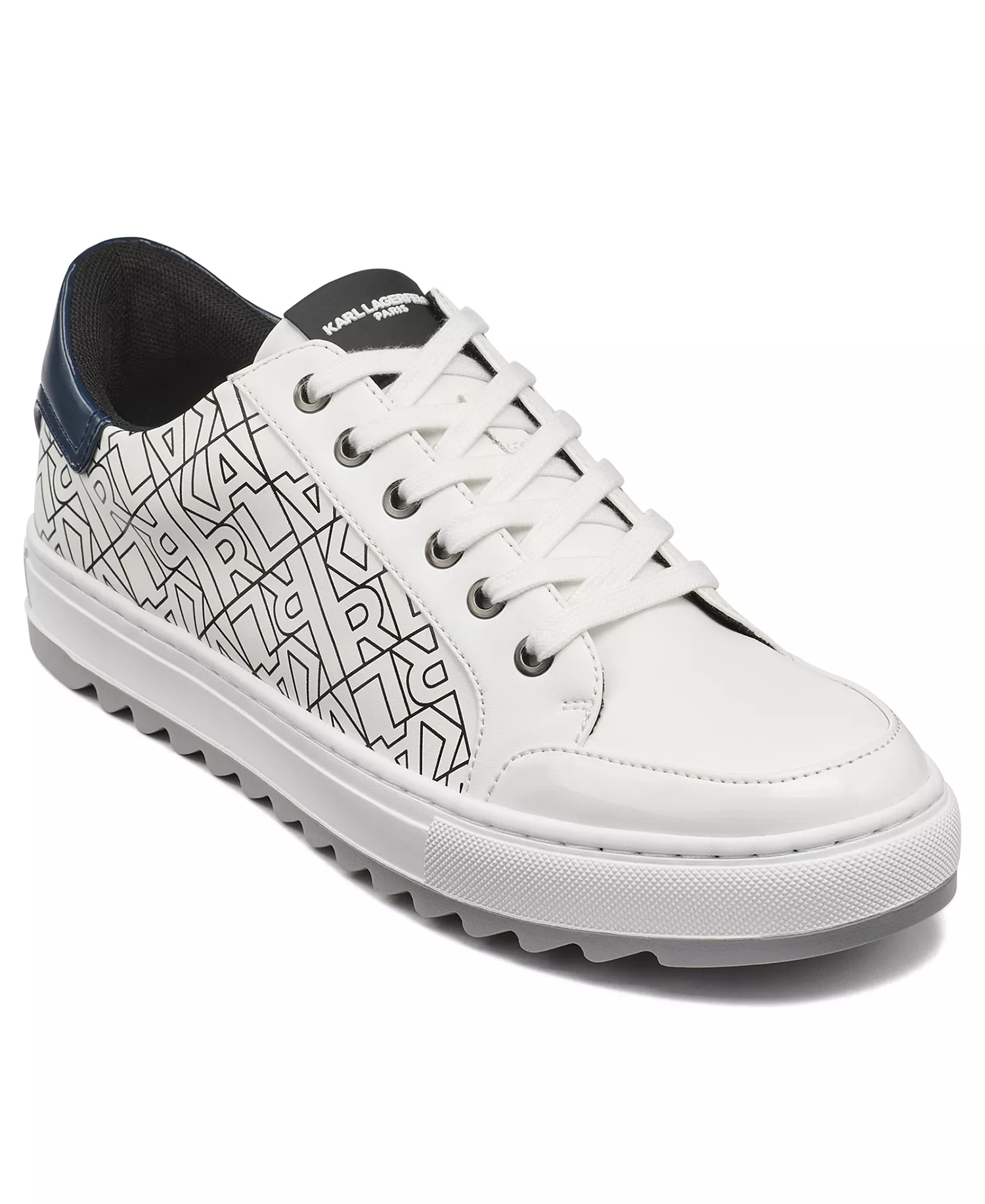 Men's Leather Detailing Sneakers - White - 7.5M