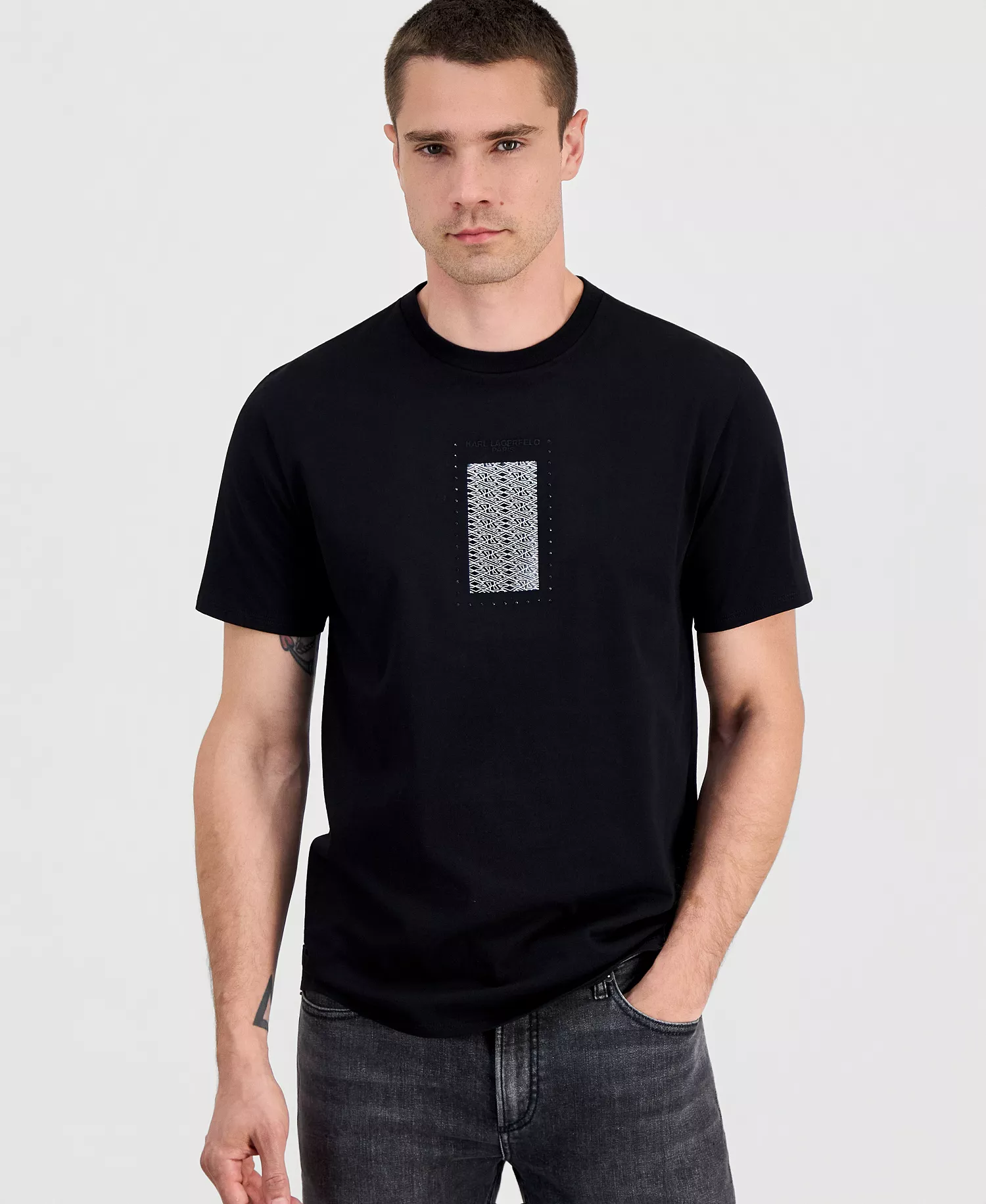 Men's Studded Logo Crewneck T-Shirt - Black - 2XL