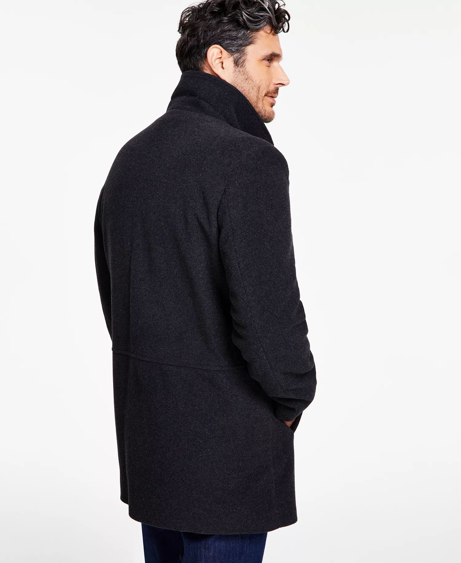 Men Coleman Wool-Blend Overcoat - Charcoal - 36S