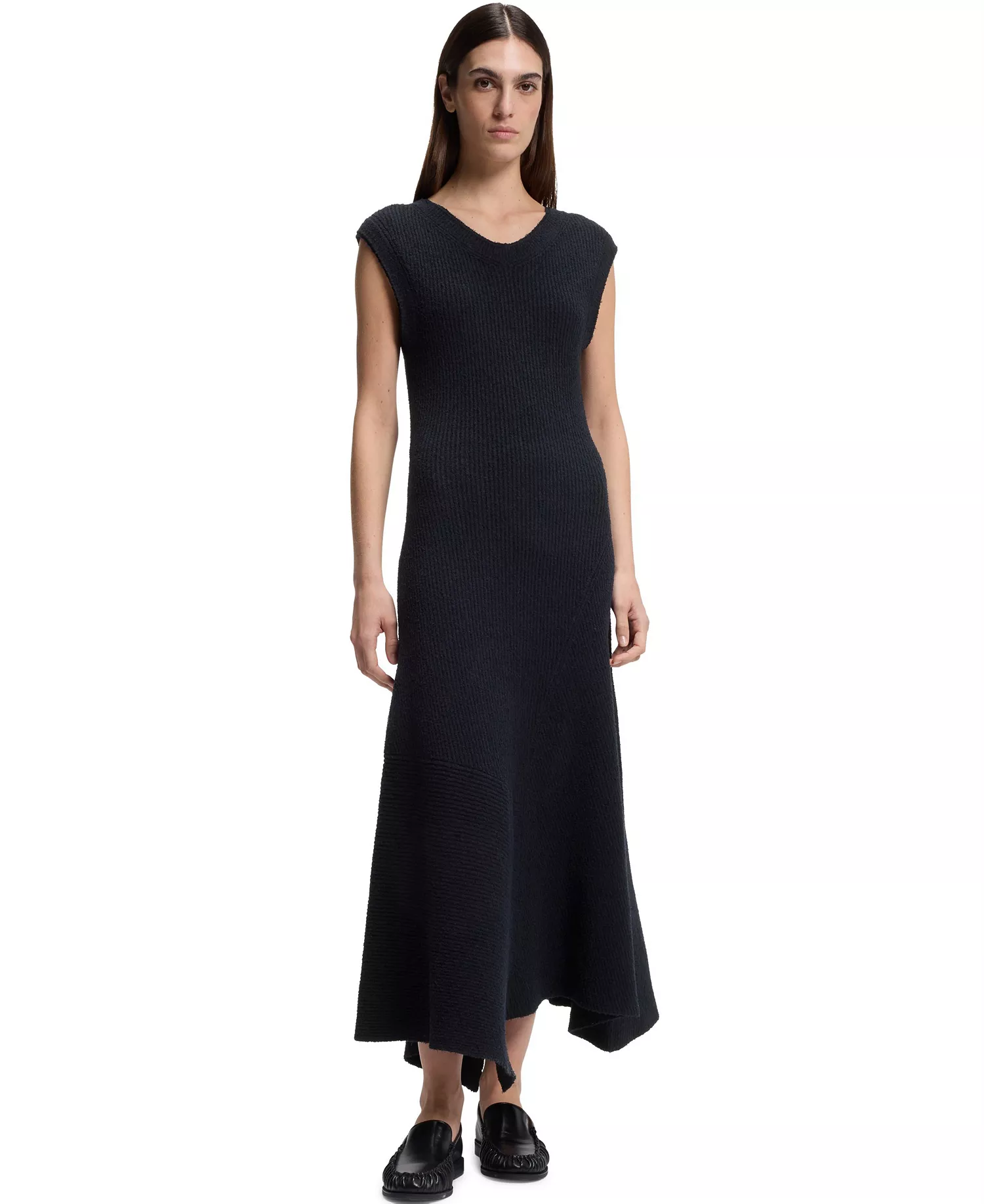 BOSS by Women's Bouclé Yarn Slim-Fit Ribbed Dress - Dark Blue - L