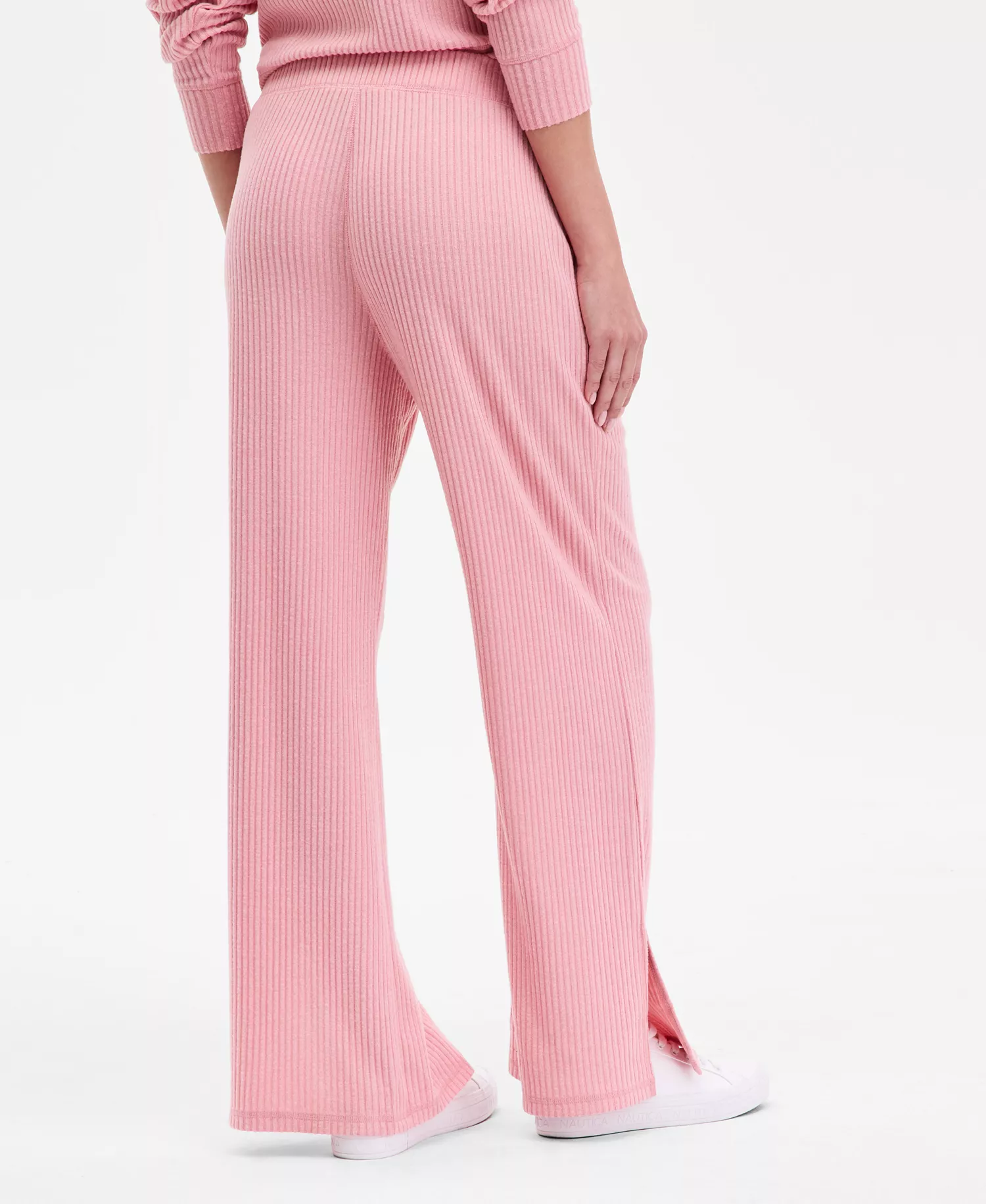 Nautica Women's Bib-Collar Ribbed Sweatshirt - Bridal Rose - L