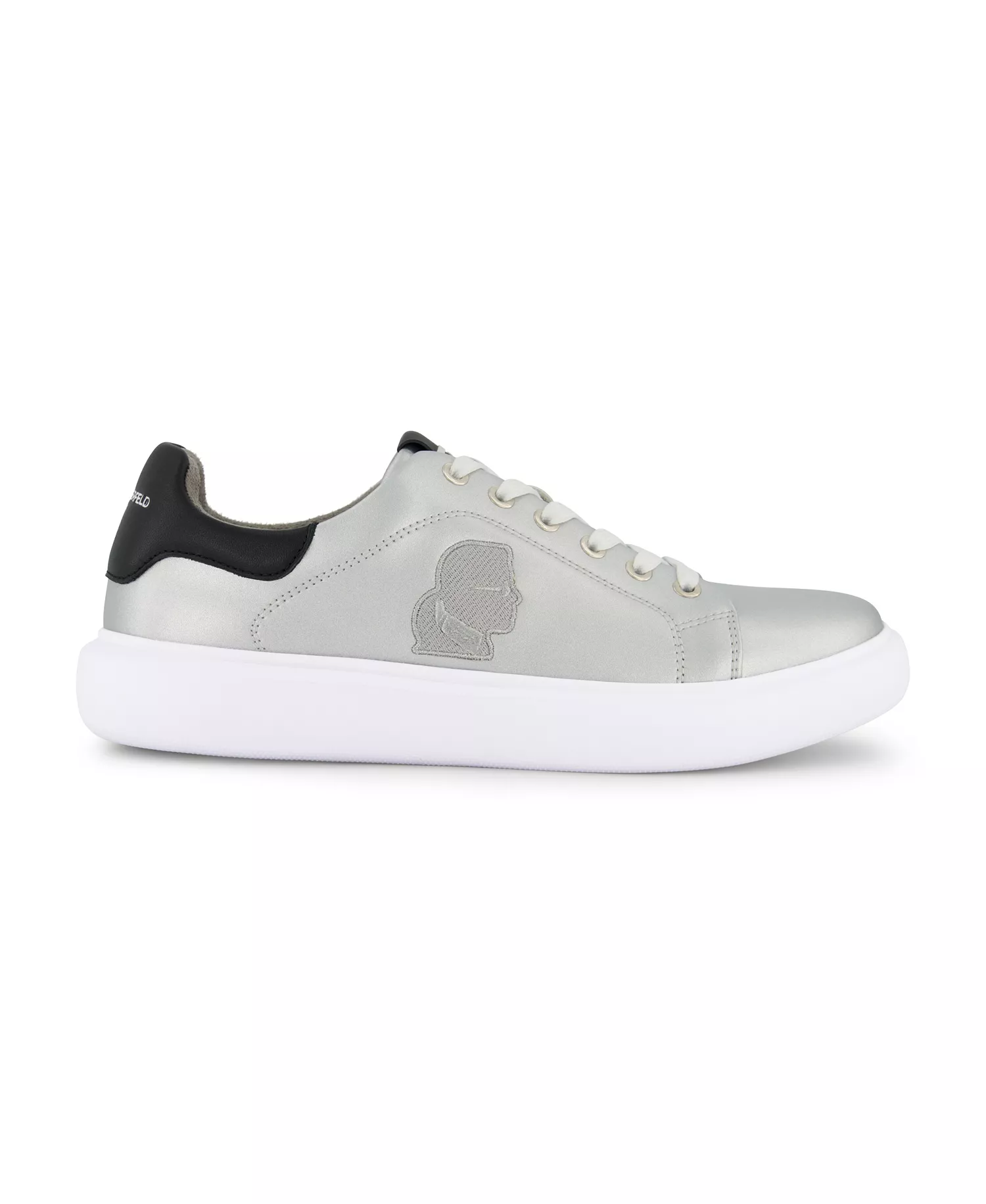 Men's Embroidered Karl Head Profile Sneakers - Silver - 10