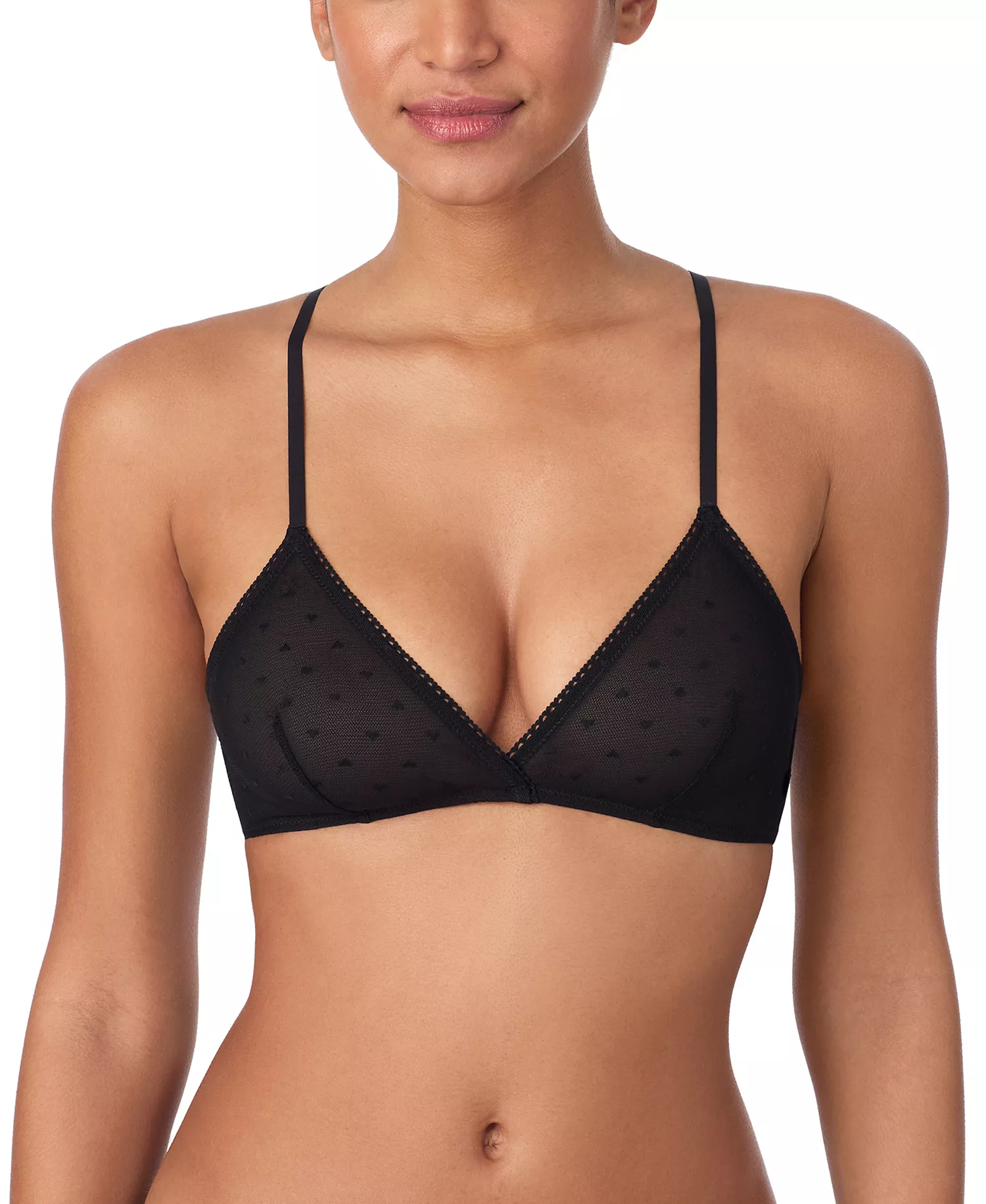 Women's Heart Mesh Bralette - Black - L