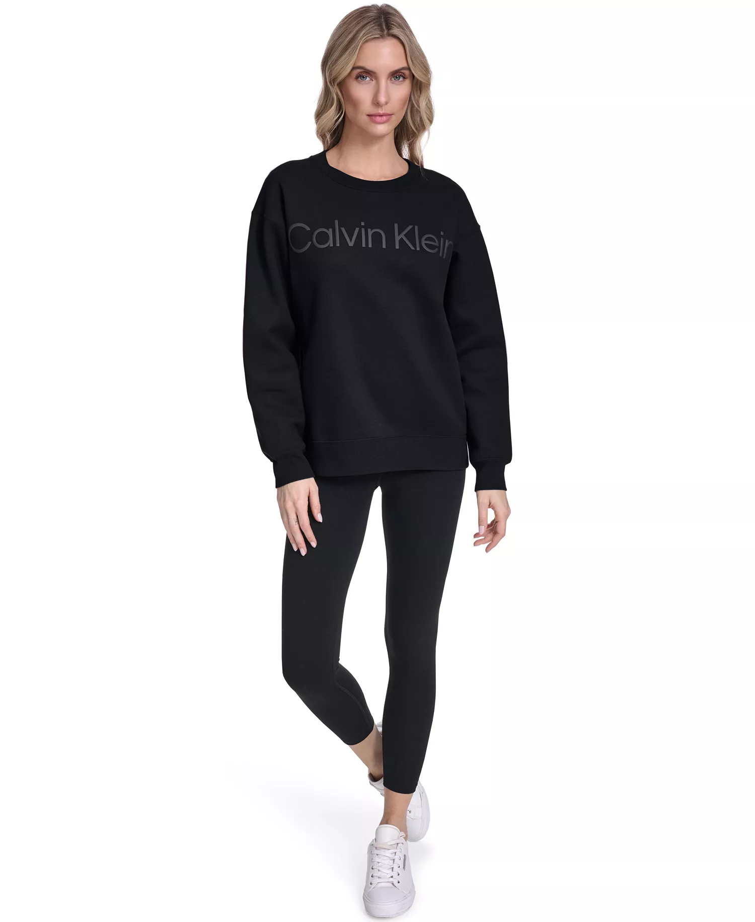 Women's Puff Print Logo Crewneck Sweatshirt - Sky Captain - L