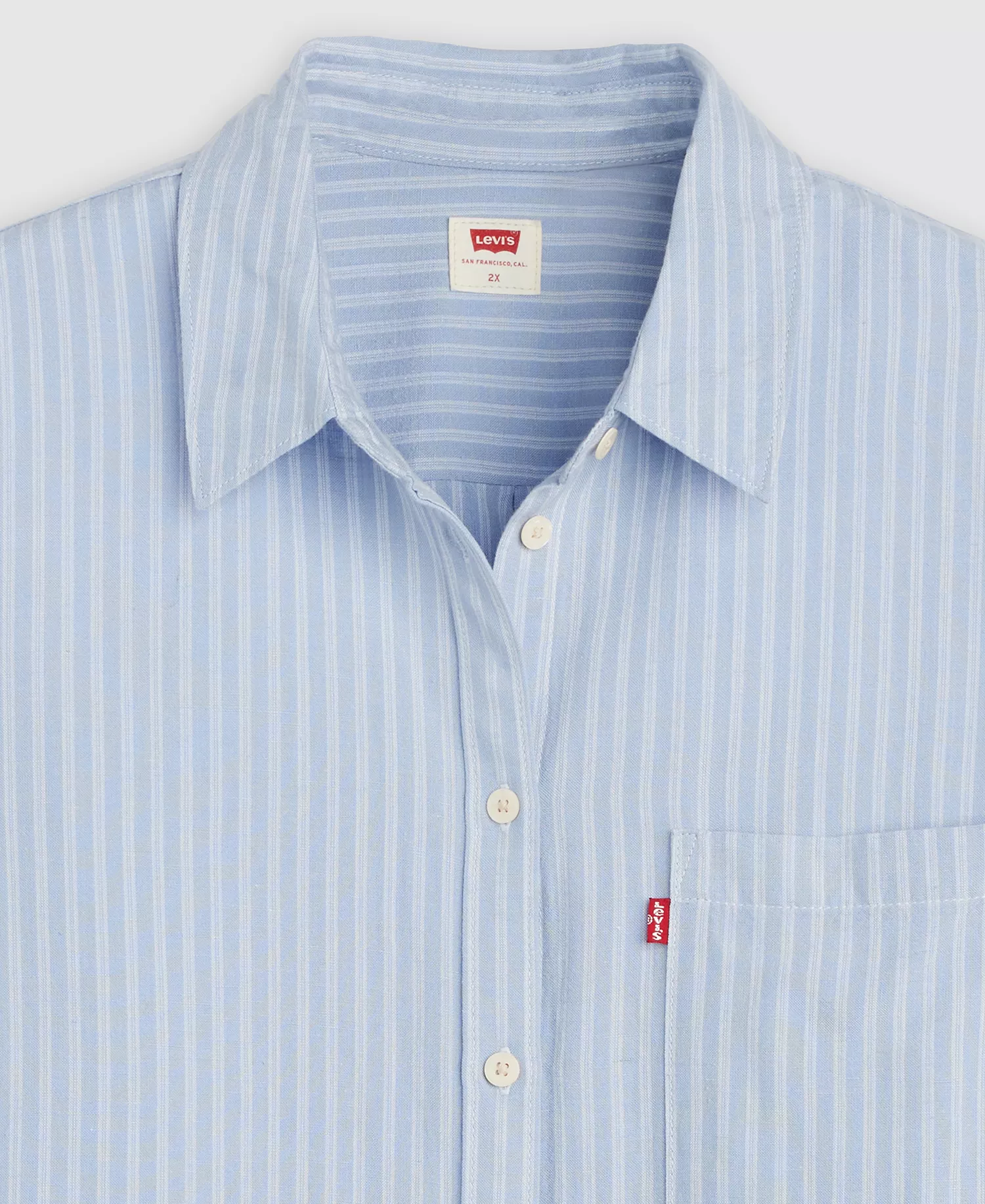 Plus Size Darlene Collared Neck Shirt - Cannita Stripe Kentucky Blue - 1X