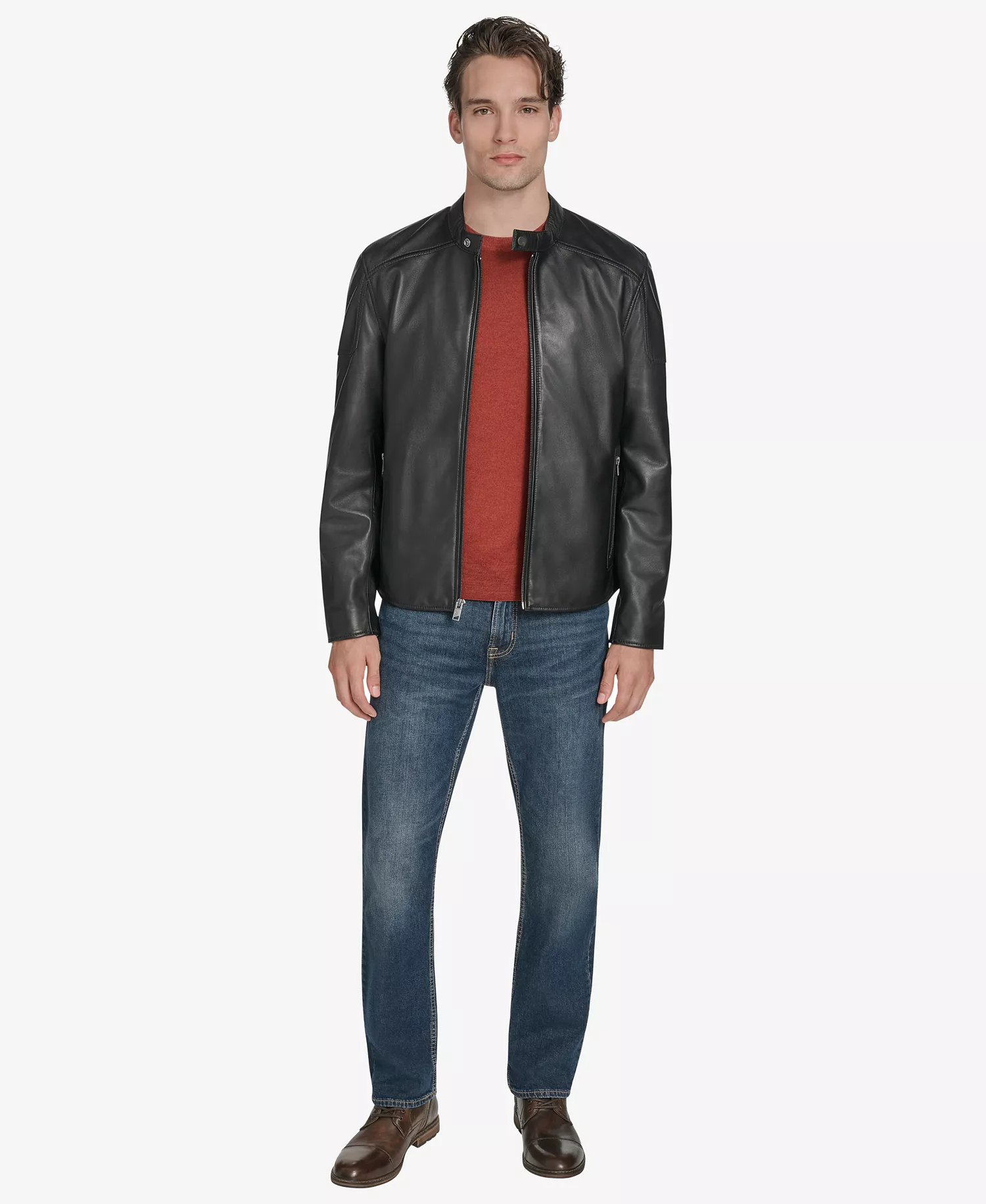 Men's Maitlin Leather Moto Jacket - Black - 2XL