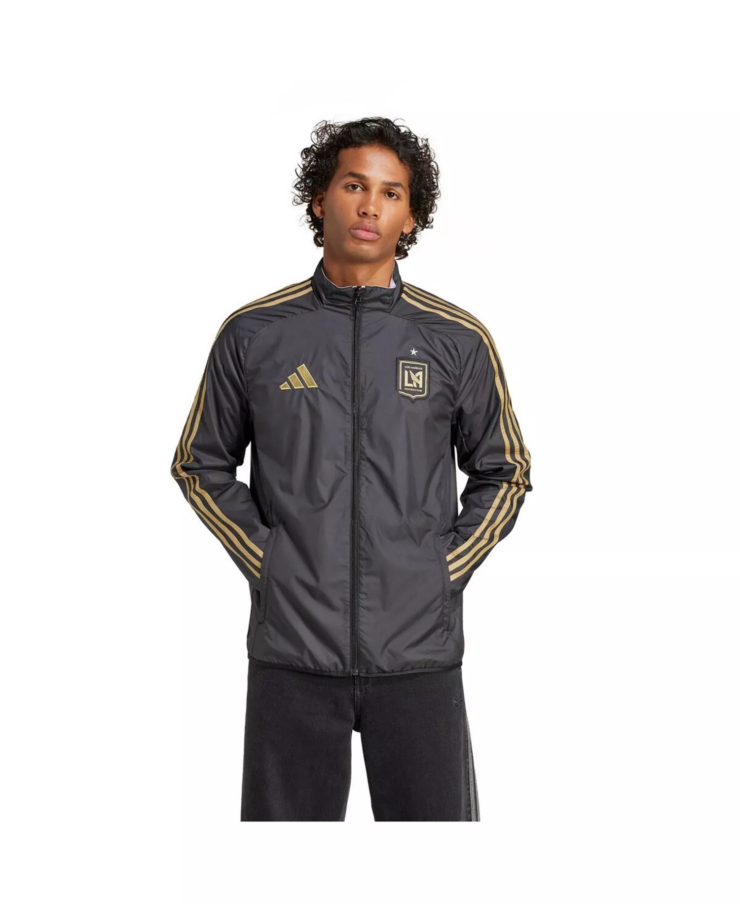 Men's Black/White LAFC 2025 Anthem Reversible Full-Zip Jacket - Black, White - 2XL
