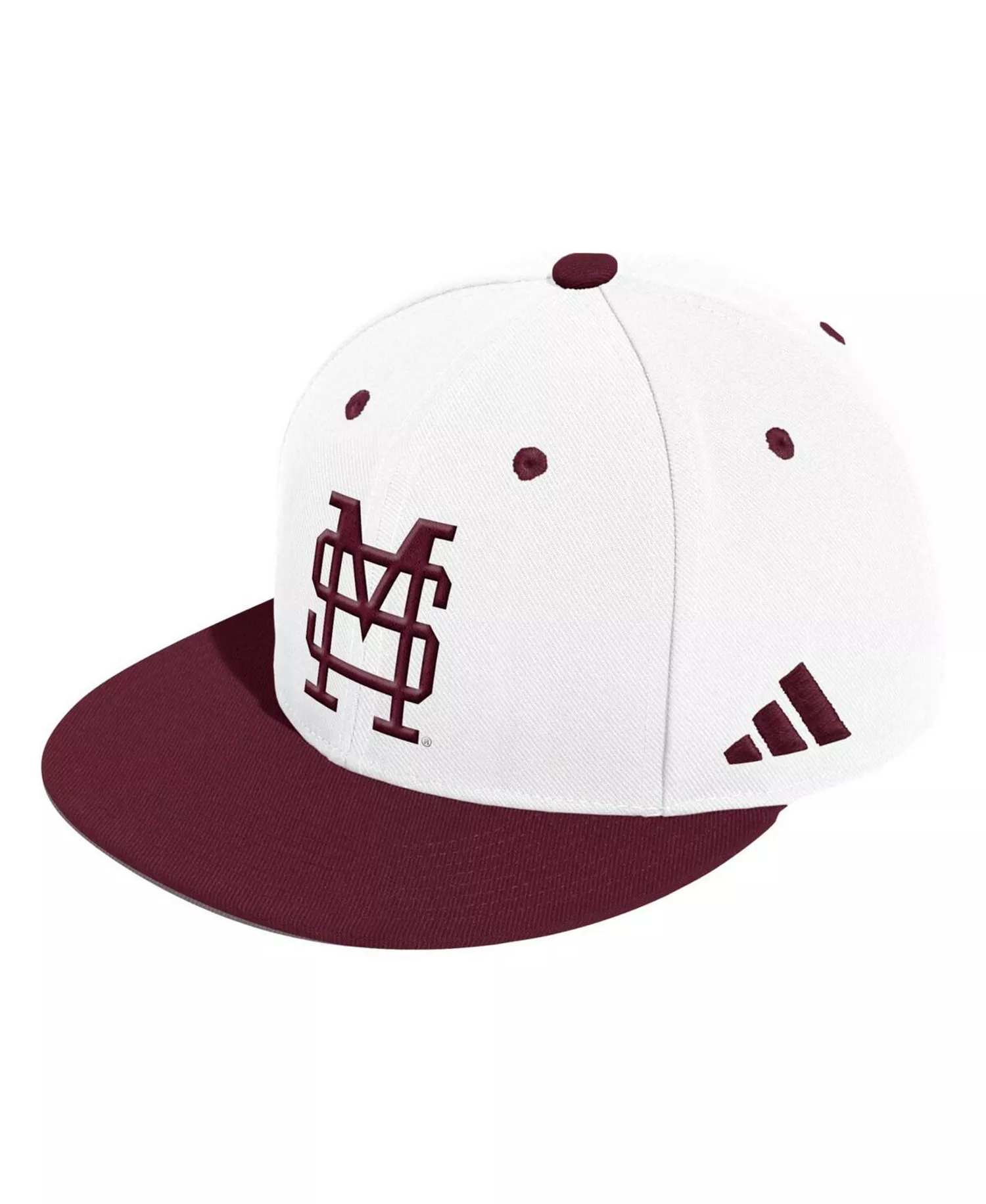 Men's White Mississippi State Bulldogs On-Field Baseball Fitted Hat - White - 7 3/4