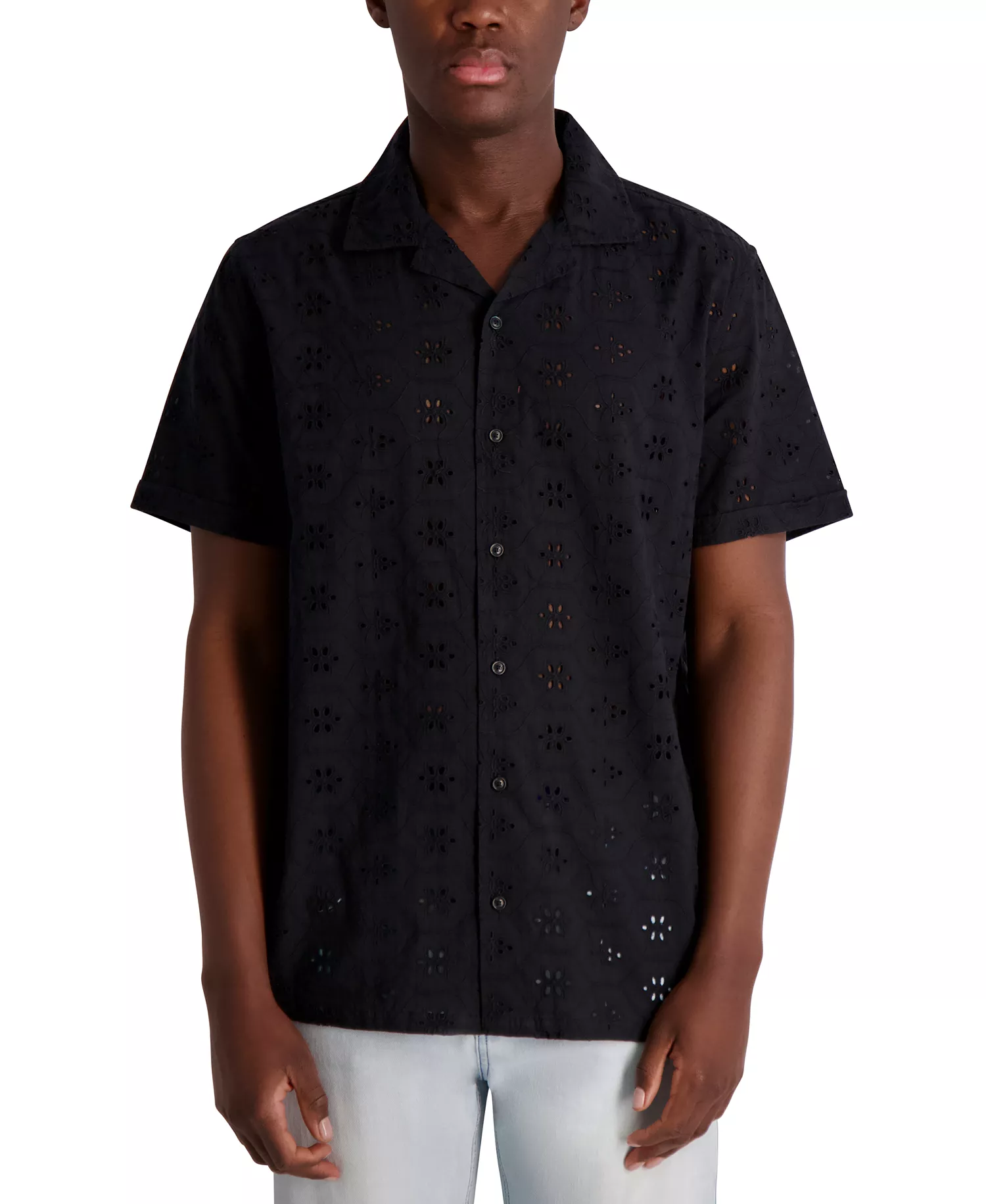 Men's Floral Eyelet Shirt - Navy Blaze - L
