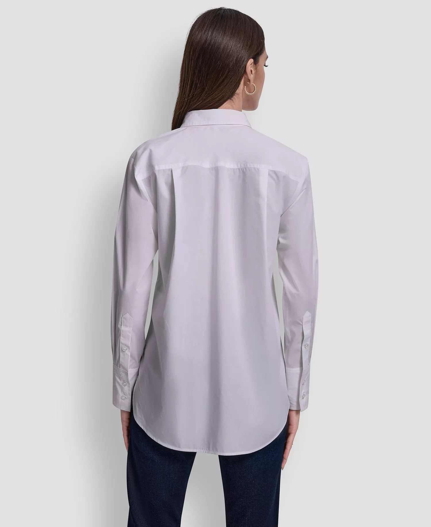 Women's Pleat Front Long Sleeve Shirt - White - L