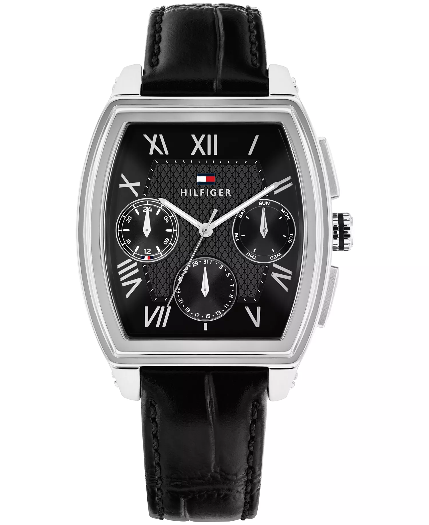 Men's Multifunction Black Leather Strap Watch, 36mm - Black - NO SIZE