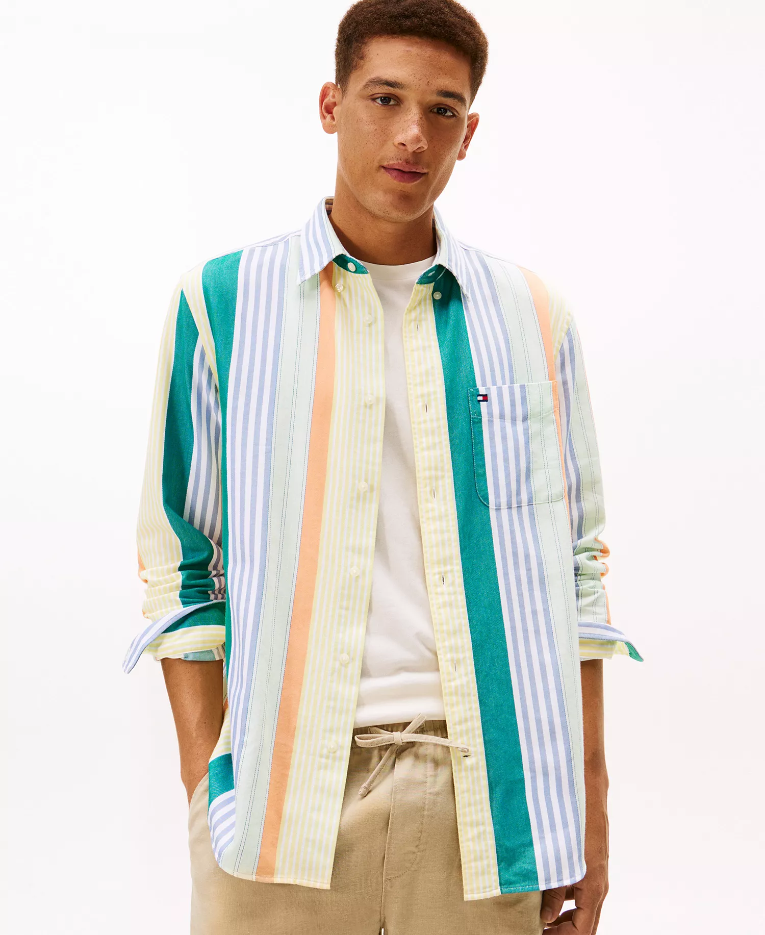 Men's Oxford Candy Stripe Shirt - Citronella / Multi Stripe - L