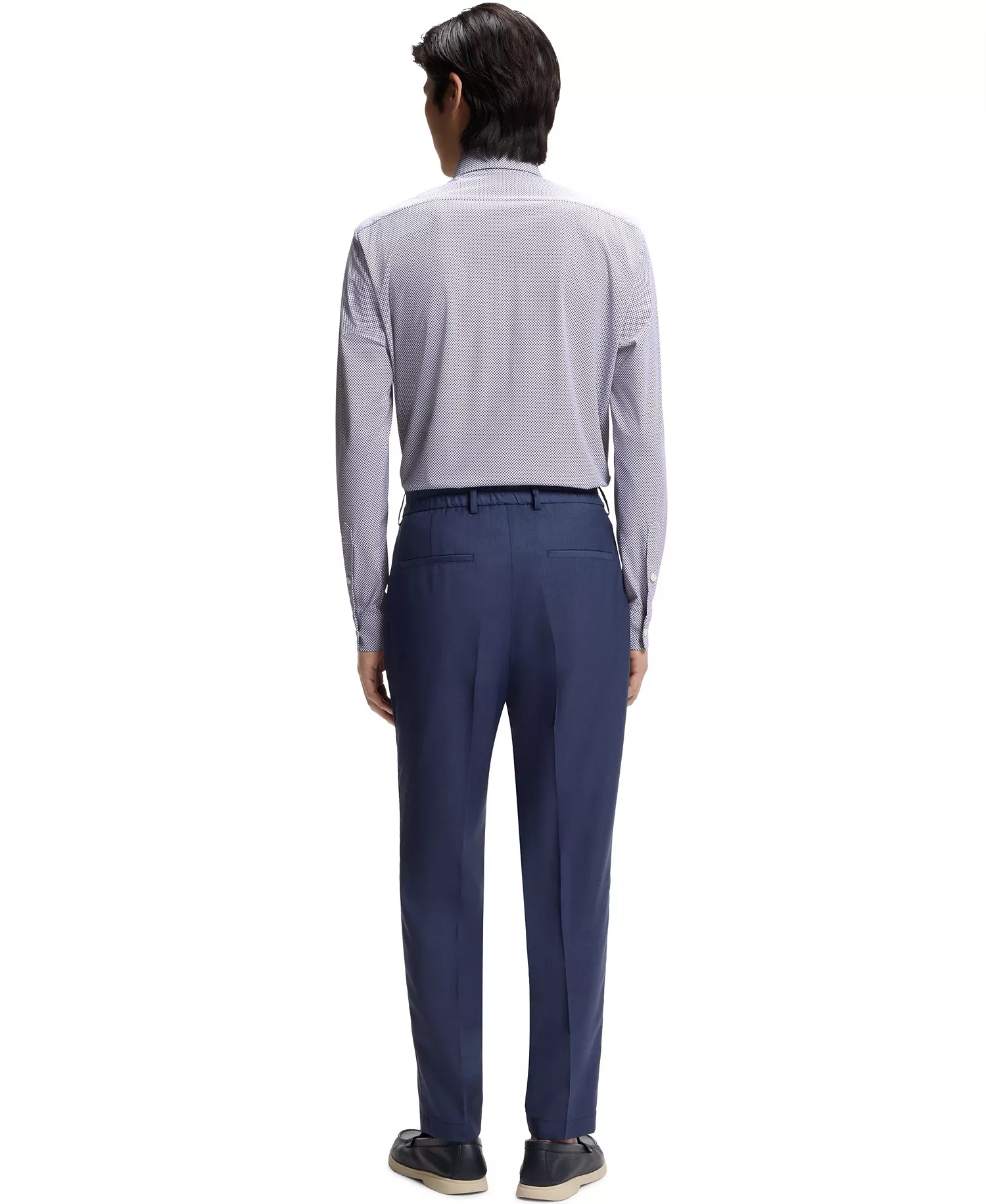 Men's Printed Performance-Stretch Regular-Fit Dress Shirt - White - 2XL