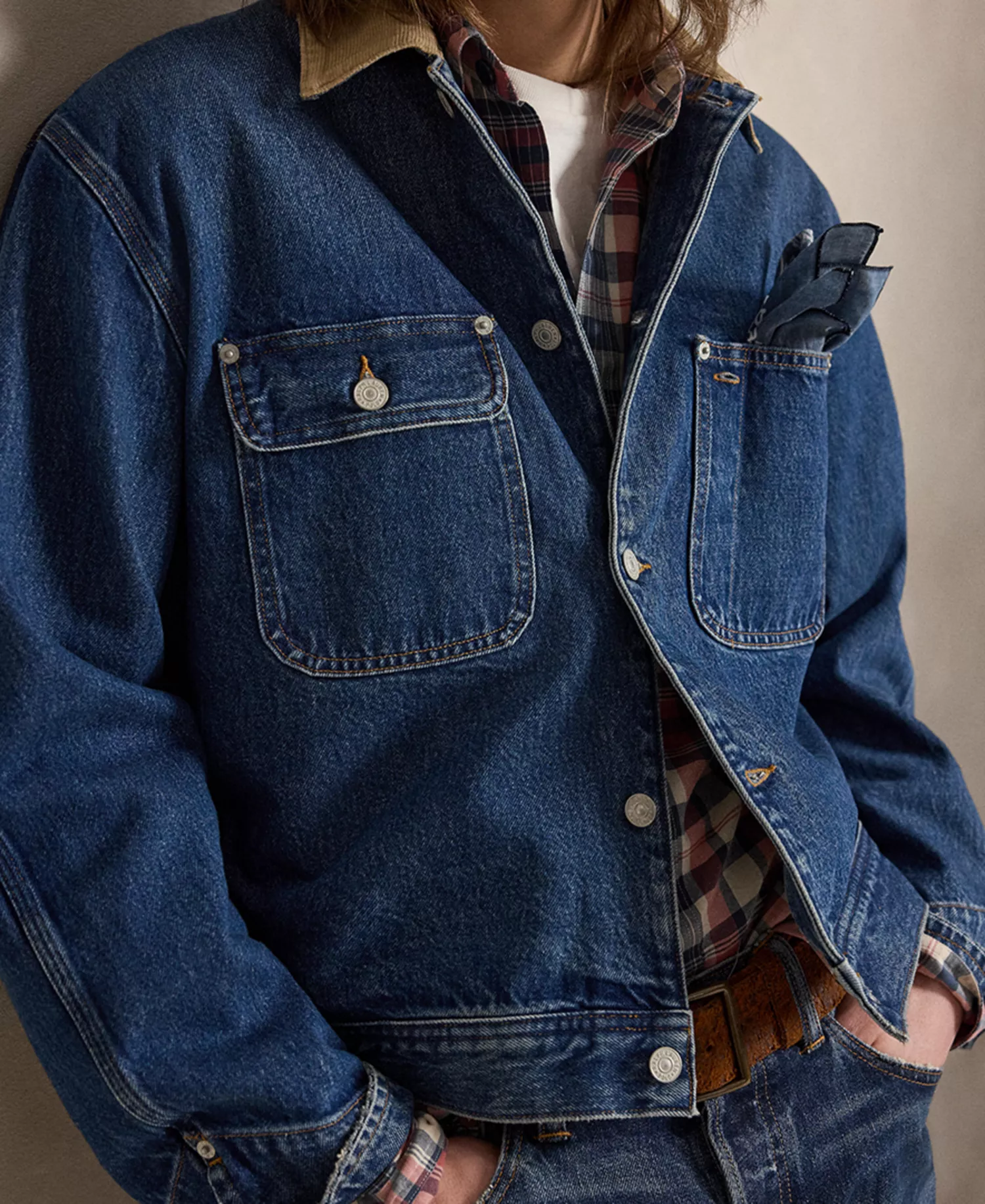 Men's Denim Jacket - Indigo - 2XL