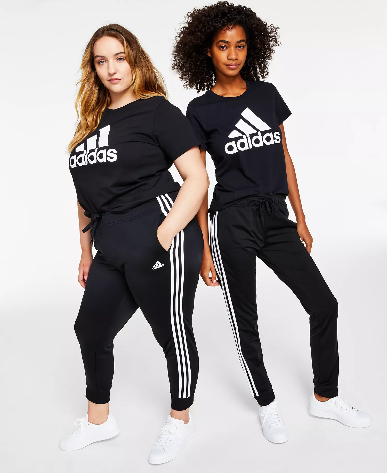 Women's Essentials Warm-Up Slim Tapered 3-Stripes Track Pants, XS-4X - Black - S