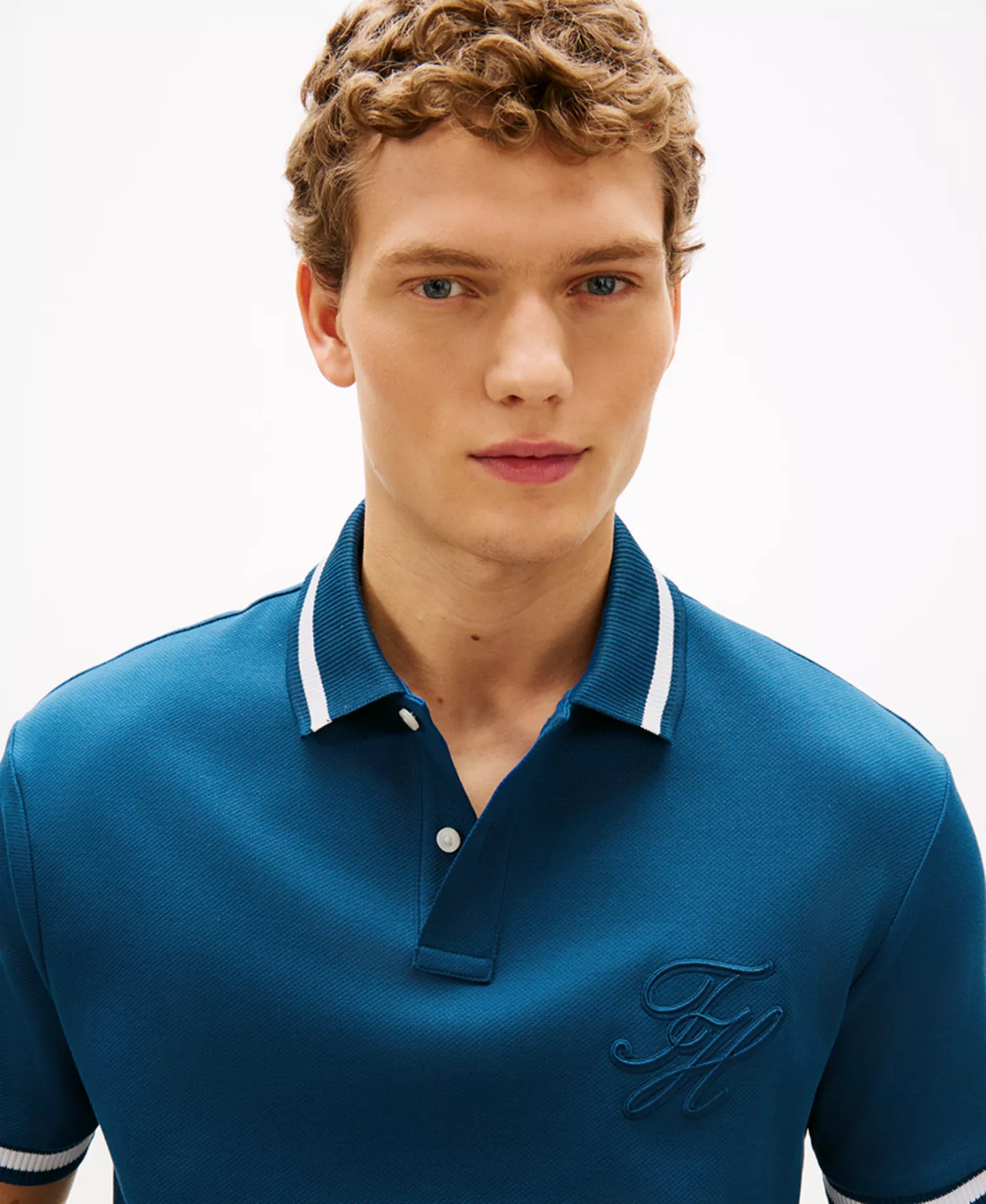 Men's Script Classic-Fit Polo Shirt - Blue Jean - L