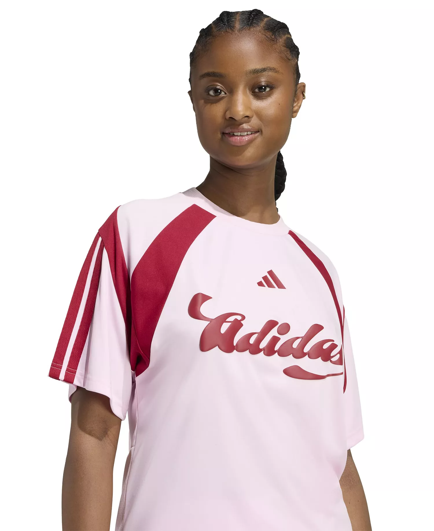 Women's Crewneck Sportswear Jersey T-Shirt - Clear Pink/active Maroon - 2XL