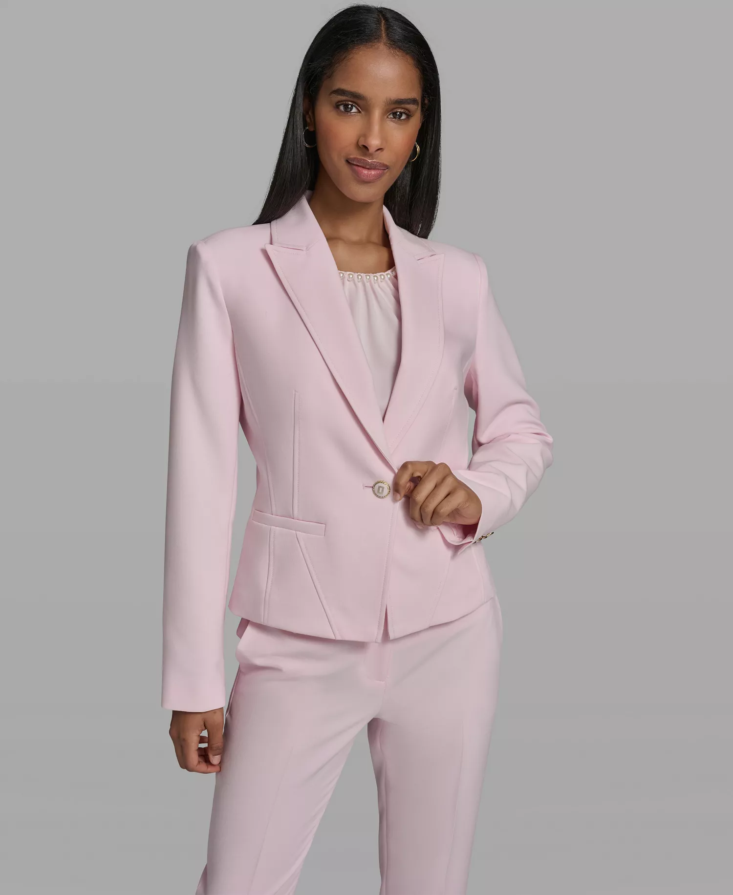 Women's Collared Woven Jacket - Ballet Slipper - 0