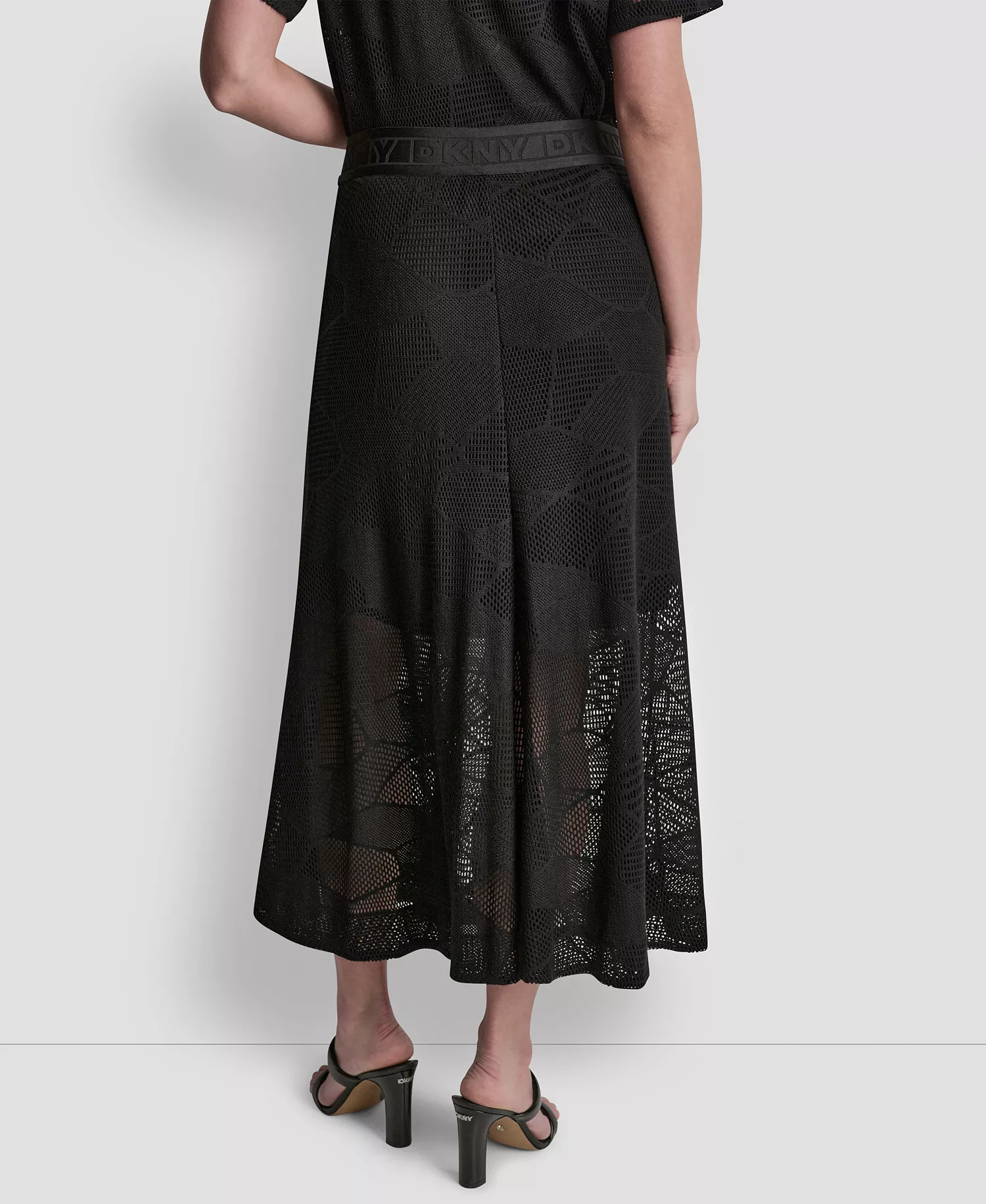 Women's Croton Lace Top and Croton Lace Skirt - Black - L