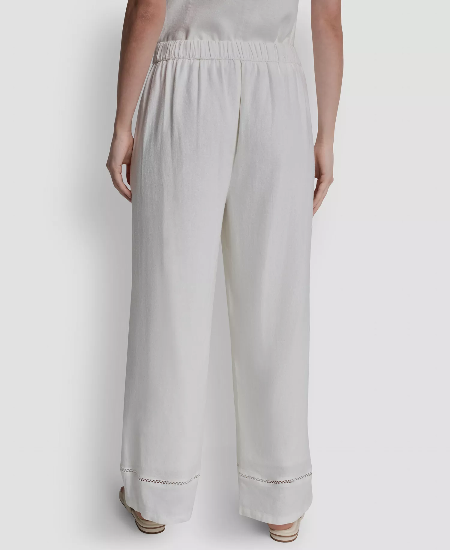 Petite Linen-Blend High Rise Pull-On Wide Leg Pants - Ivory - PL