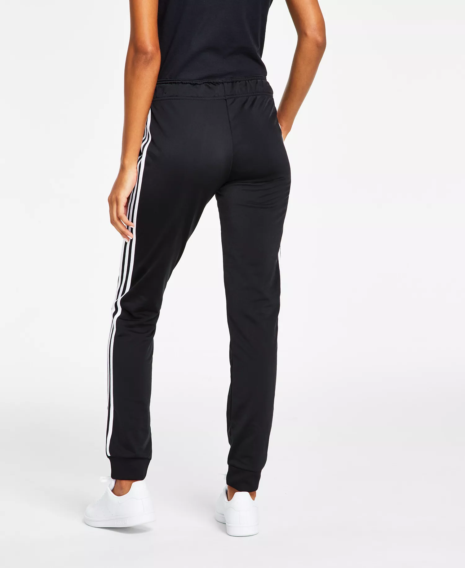 Women's Essentials Warm-Up Slim Tapered 3-Stripes Track Pants, XS-4X - Black - S