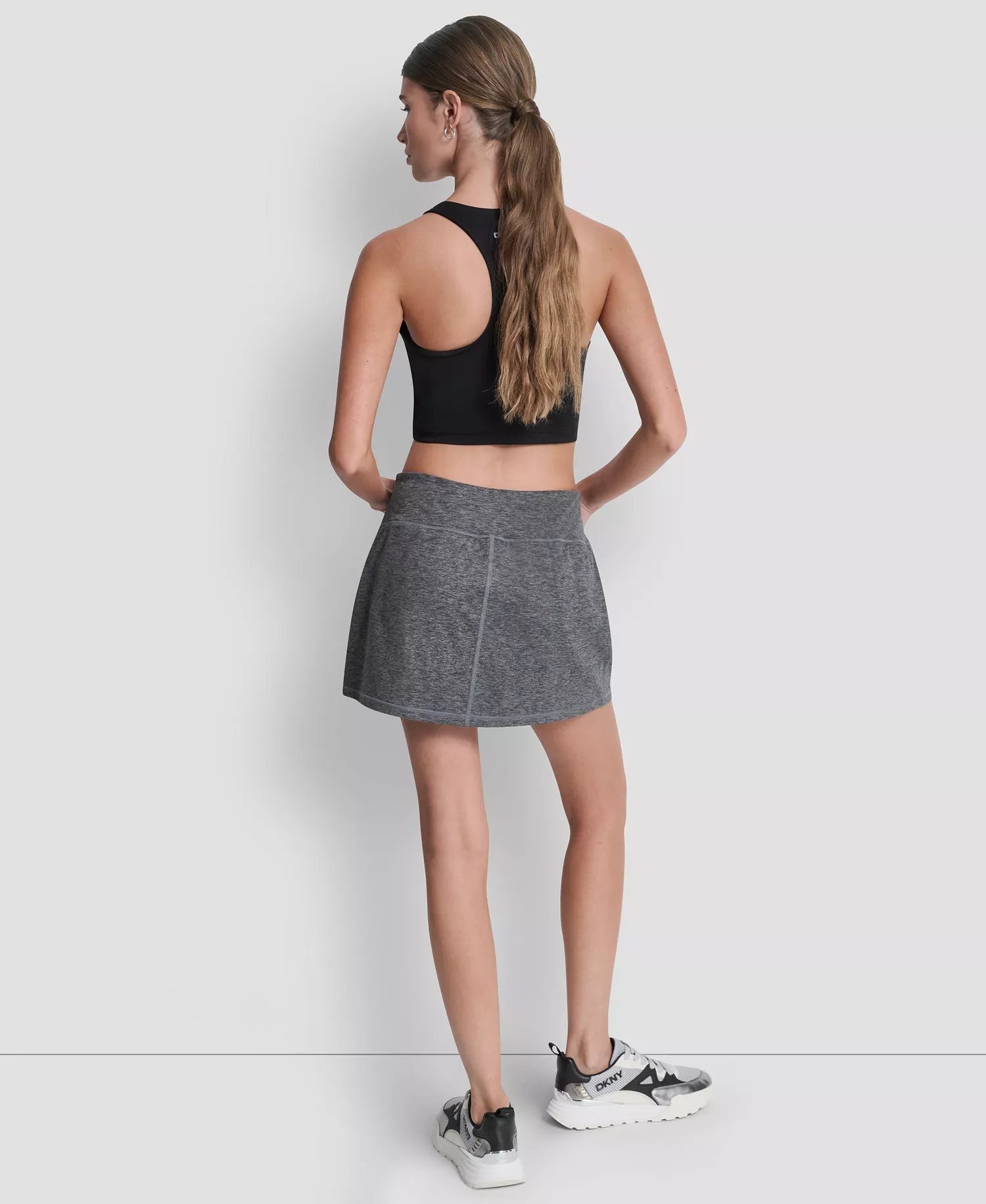 Women's Space-Dye Pull-On Bike Skort - Black Spacedye - L