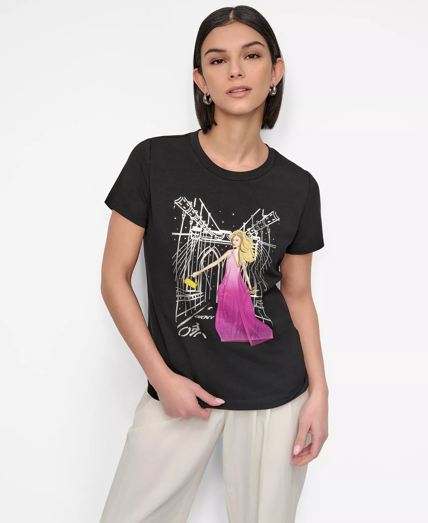 Women's Brooklyn Bridge Conversational T-Shirt - Black - L