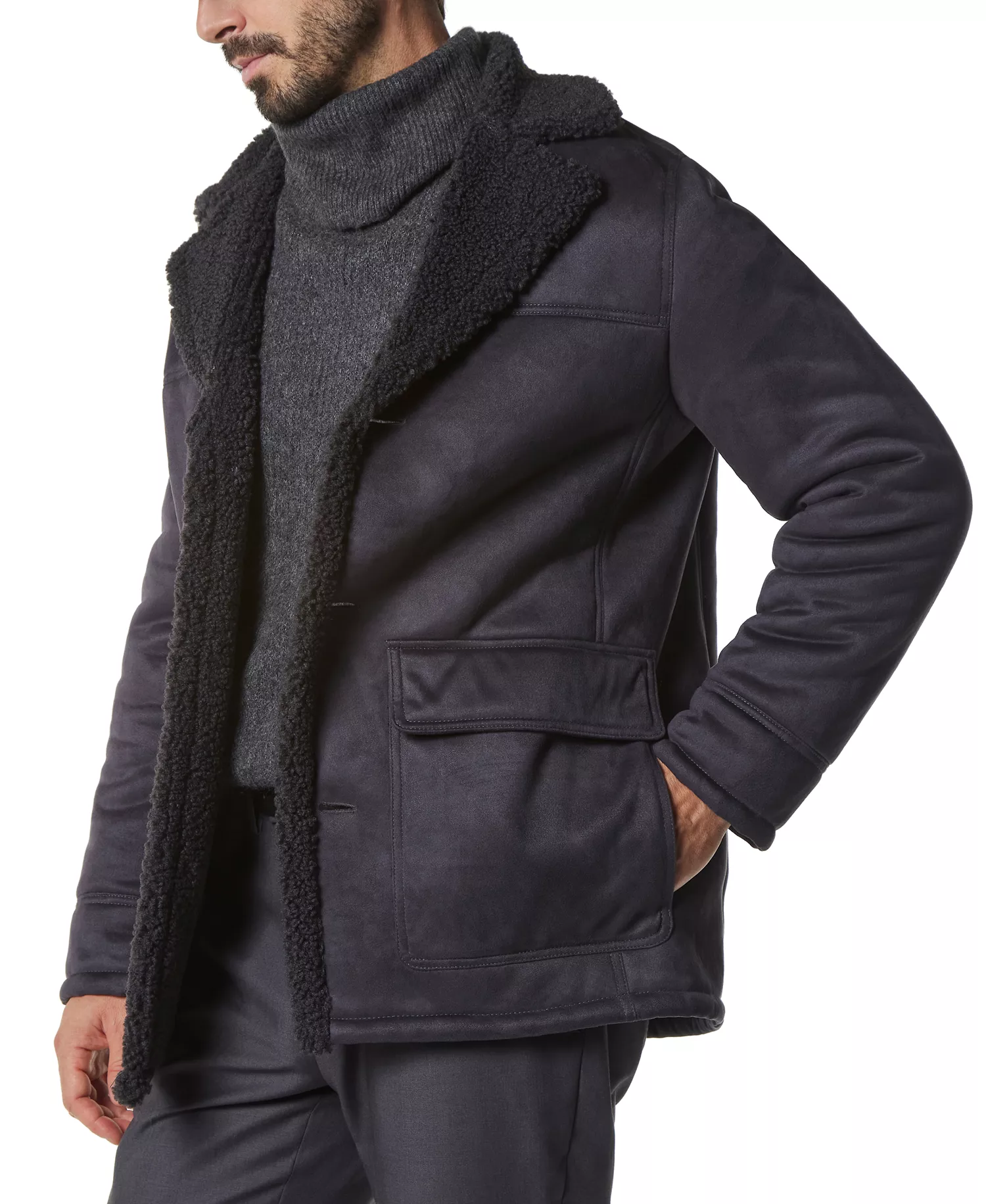 Men's Jarvis Faux Shearling Jacket - Charcoal - M