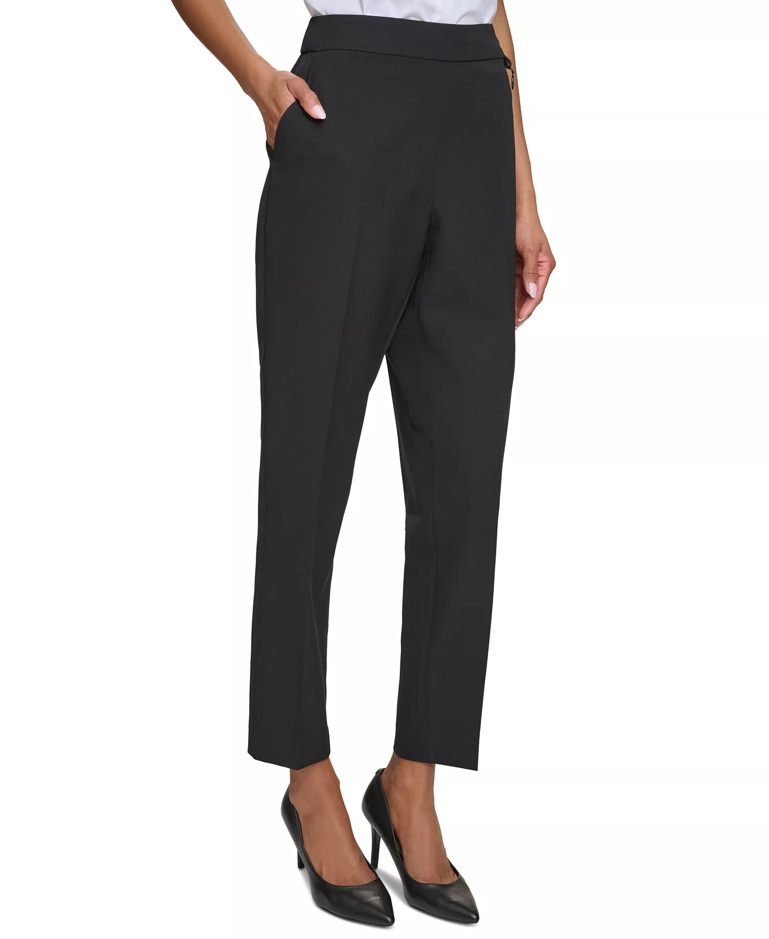 Karl Lagerfeld Women's Logo Slim-Leg Pants  - Black - 0