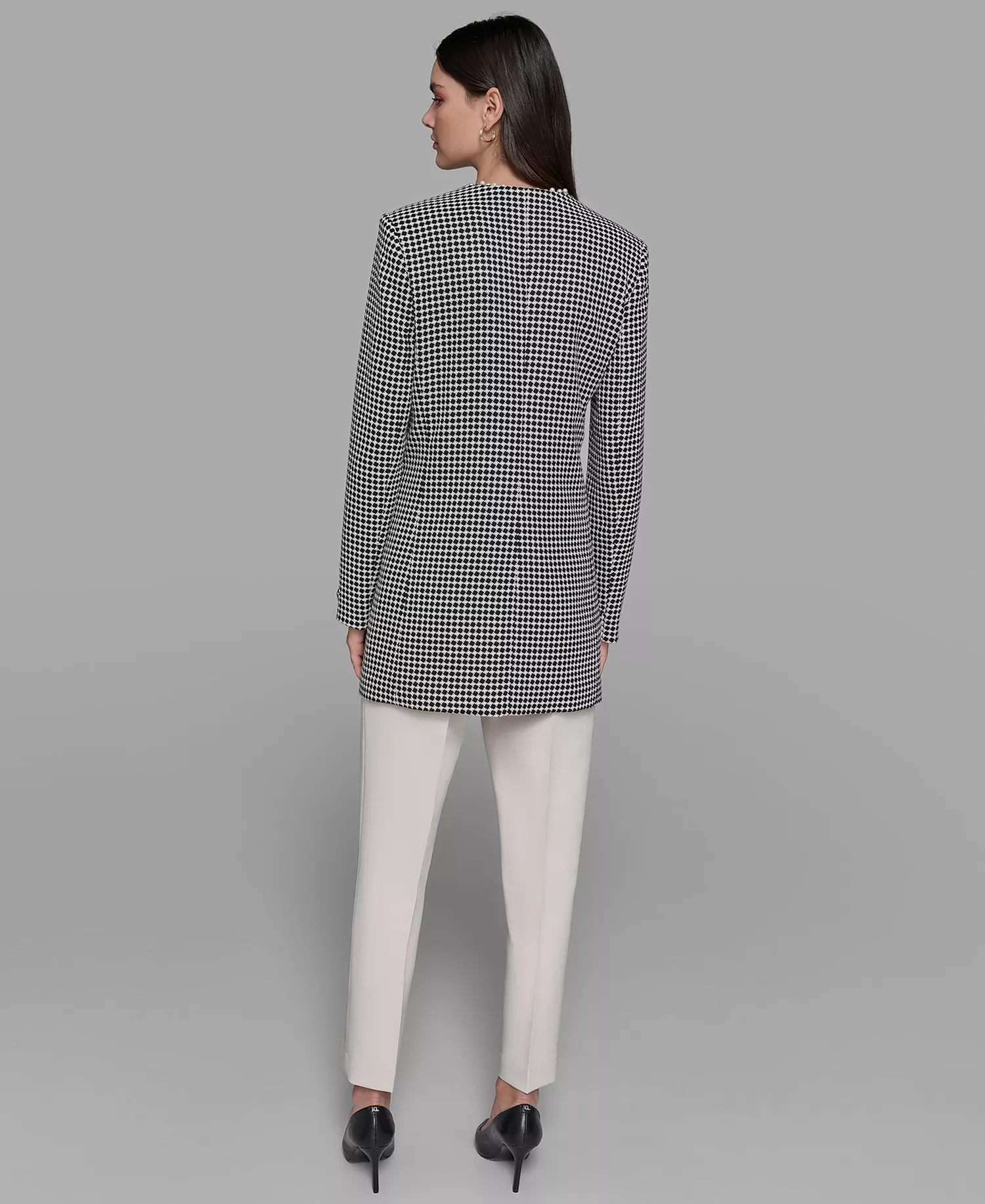 Women's Front Button Topper Jacket - Black/Soft White - 10