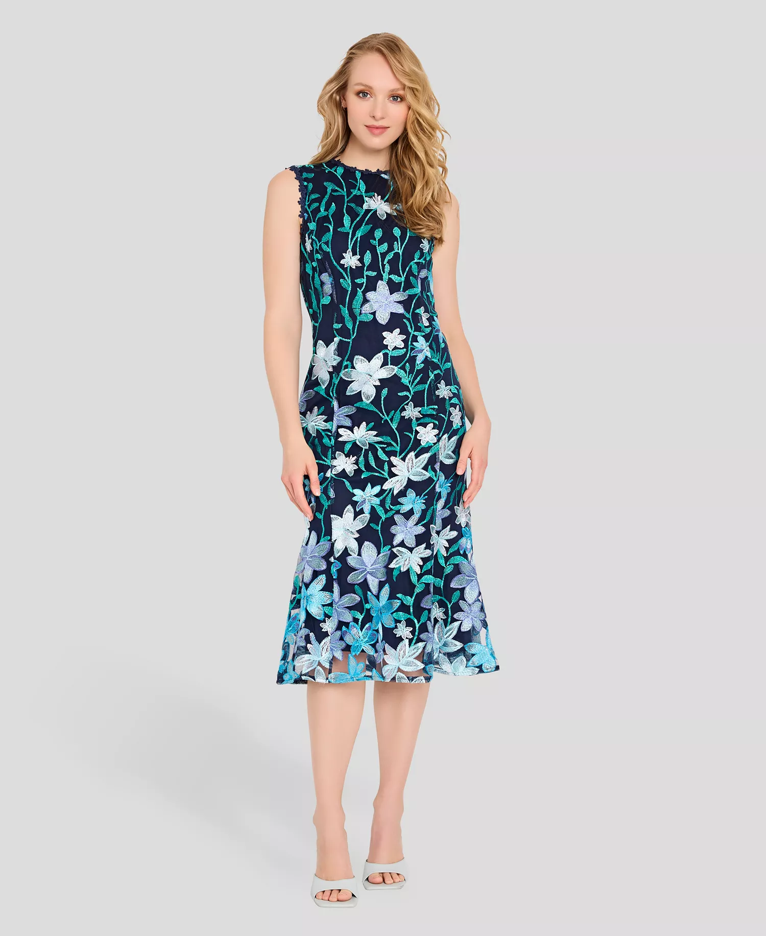 Women's Scoop Neck Sleeveless Dress - Navy lagoon - 10