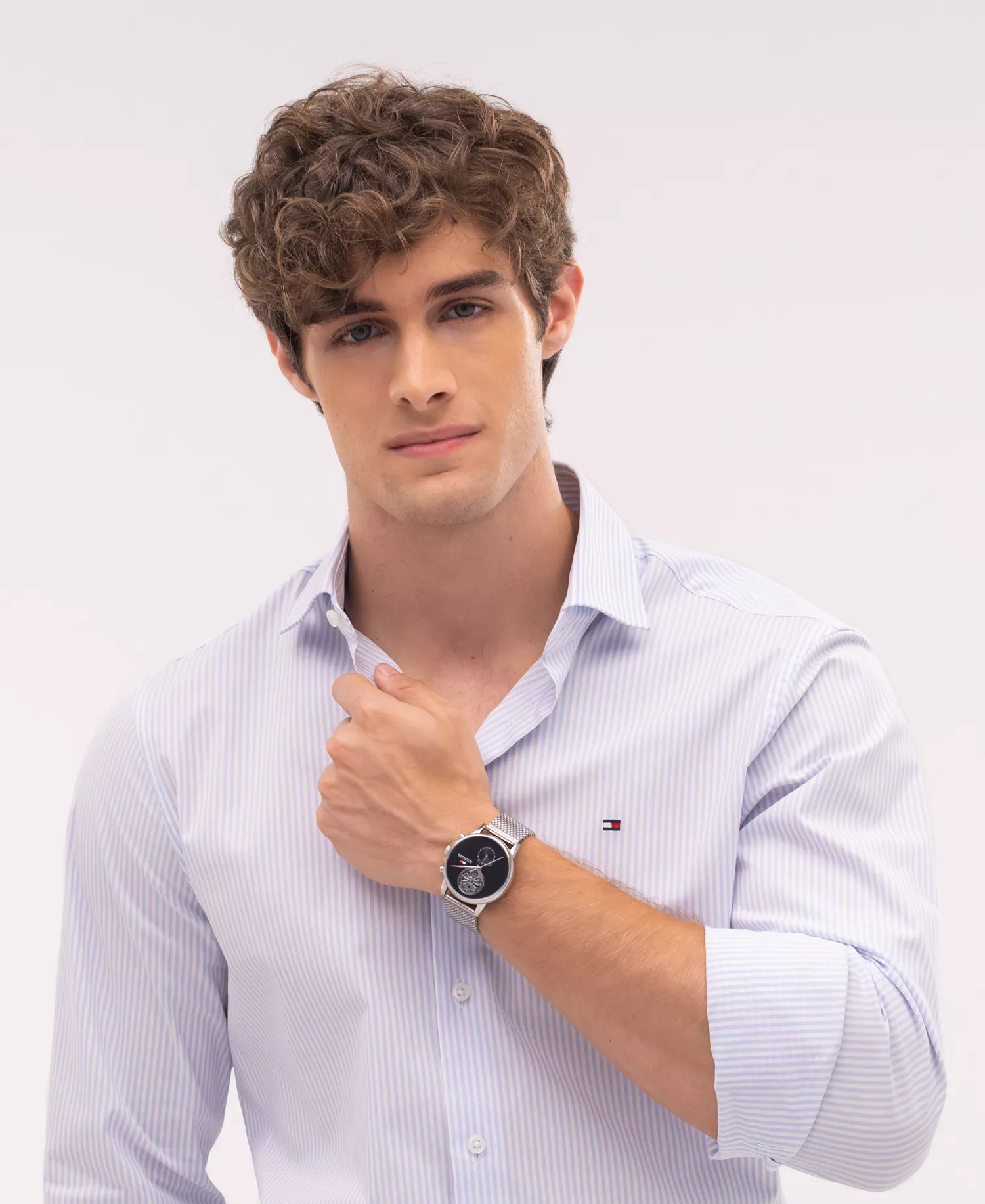 Men's Multifunction Silver Tone Stainless Steel Mesh Bracelet Watch, 40mm - Black - No Size