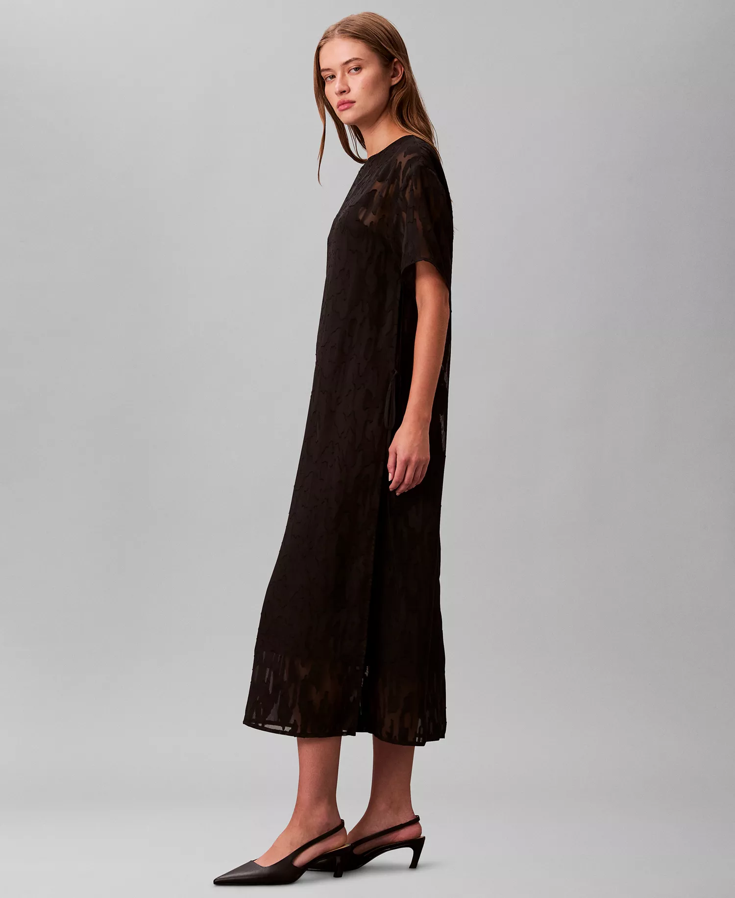 Women's Short Sleeve Midi Dress - Black - 10