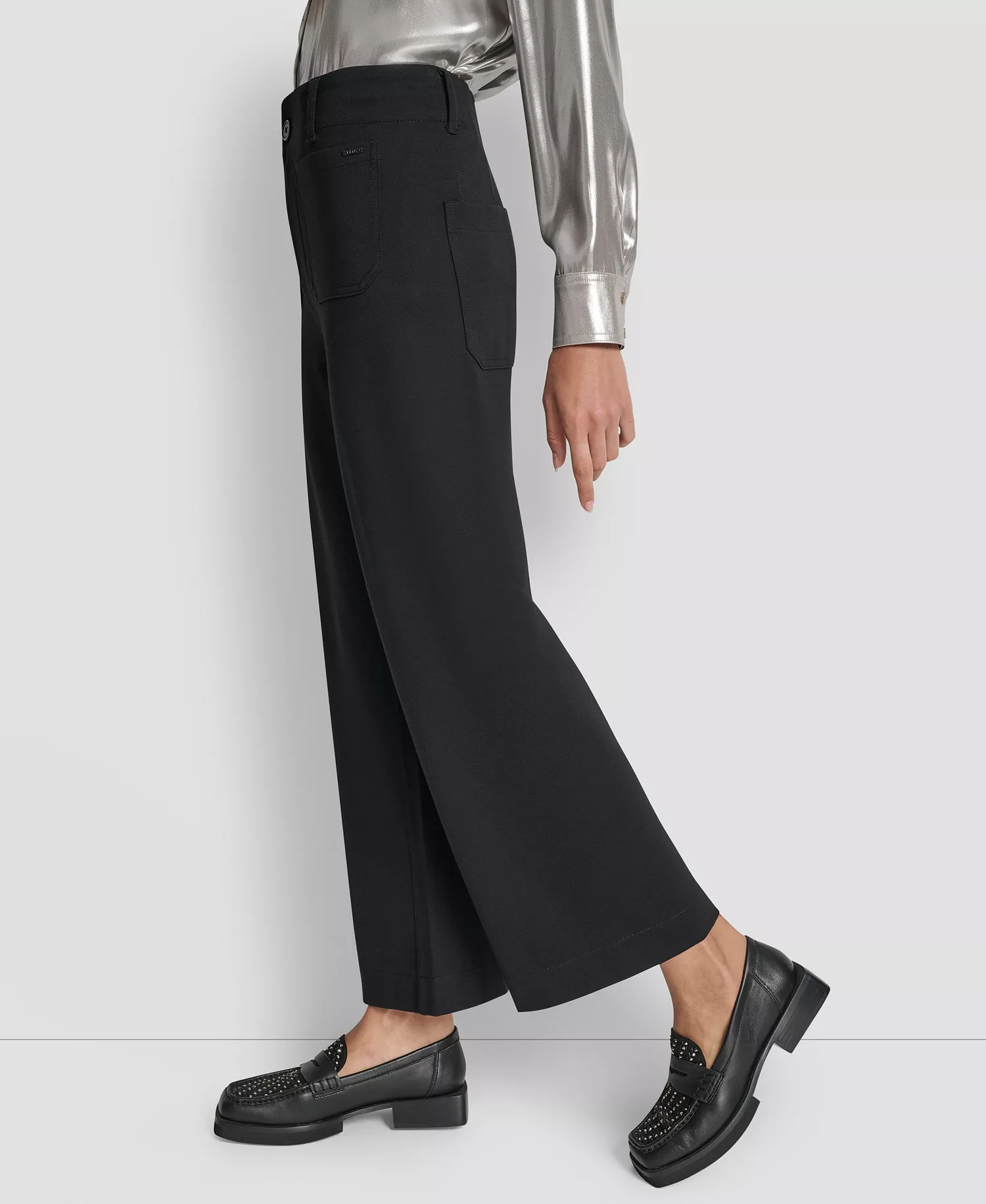 Women's High-Rise Cropped Wide Leg Pants - Black - PL