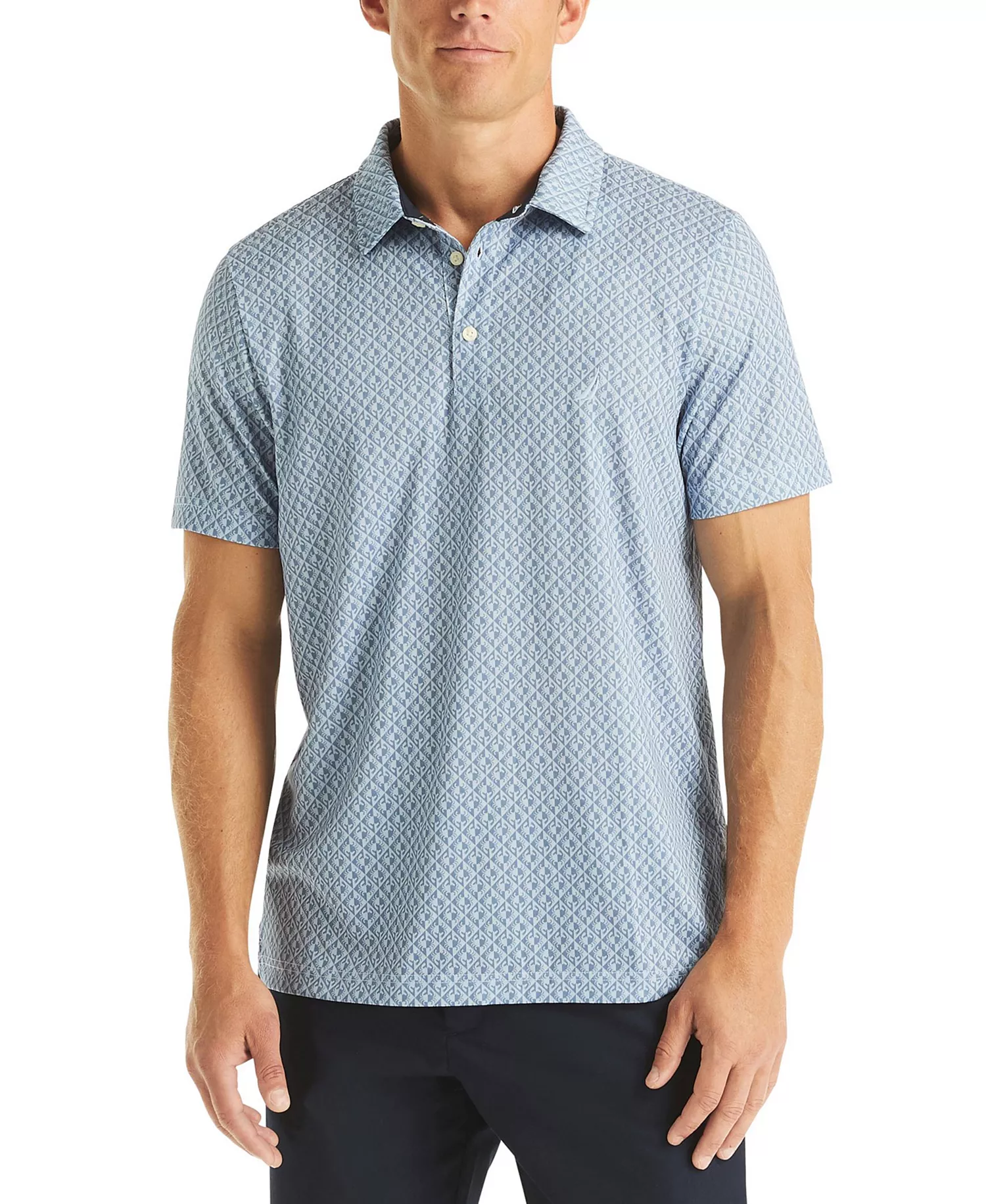 Men's Printed Moisture-Wicking Short-Sleeve Polo  - Crystal Bay Blue - 2XL