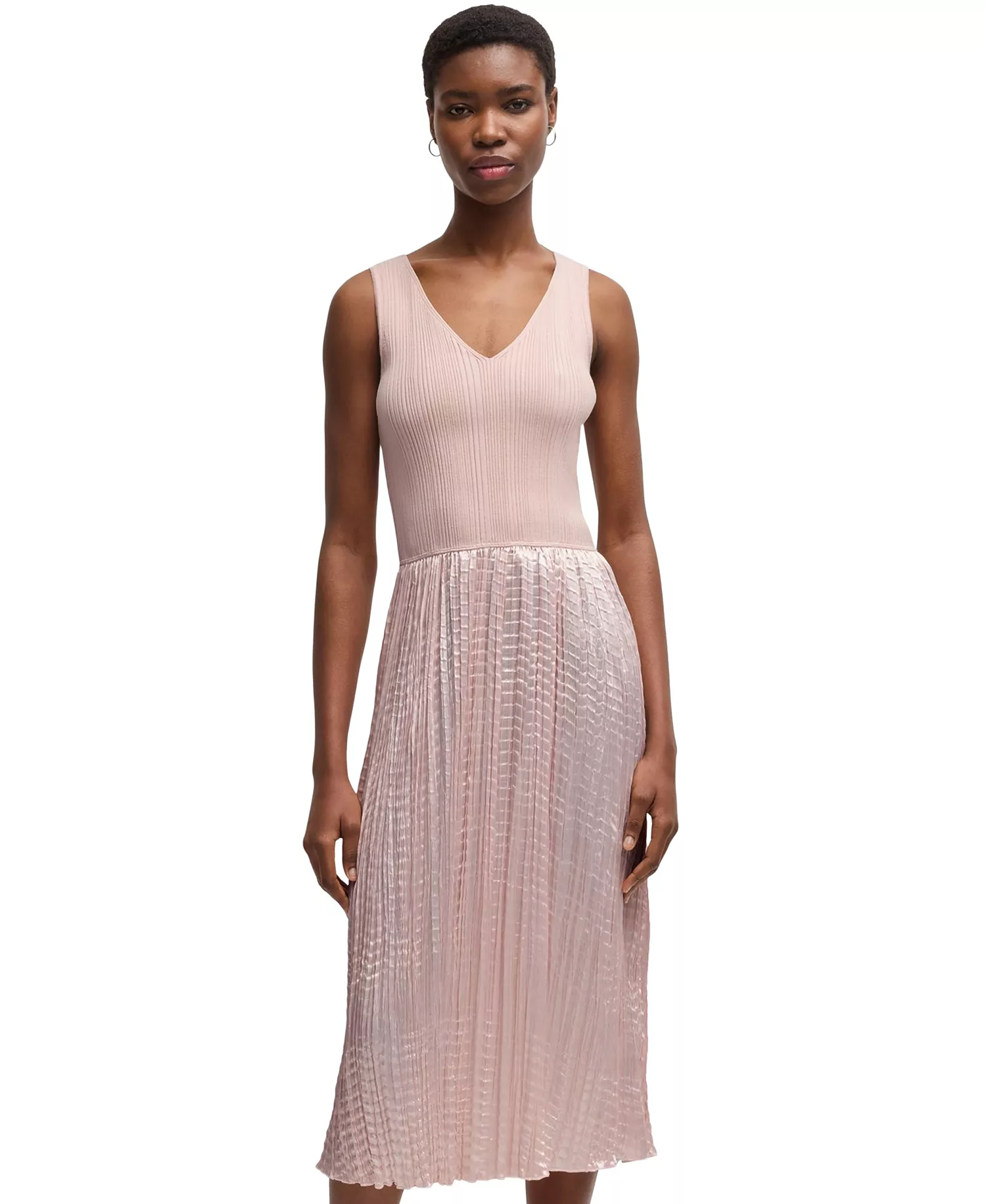 Women's Structured Knitted Dress - Open Pink - L