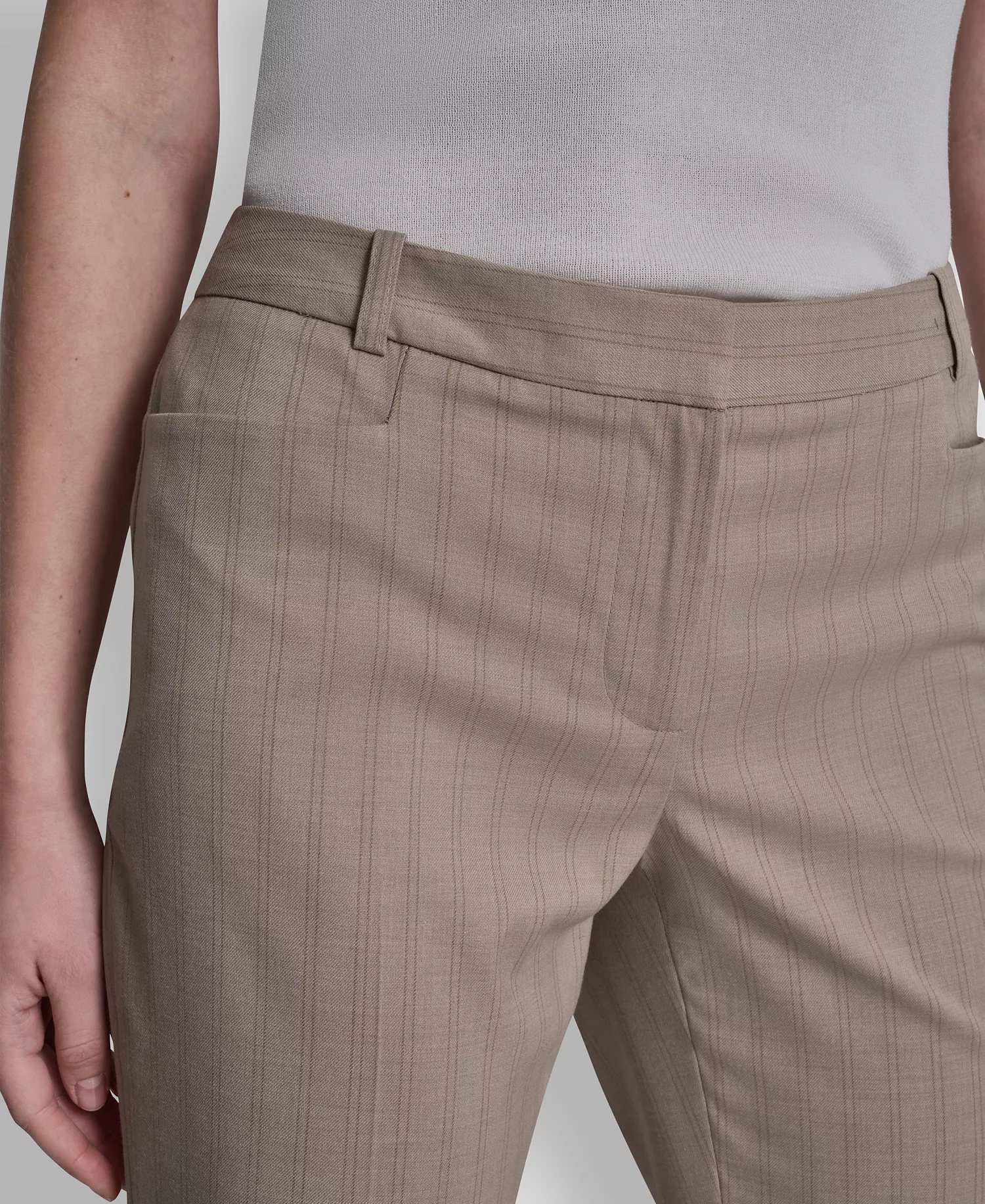 Petite Pinstripe Modern Fashion Pants - Beige - 0P