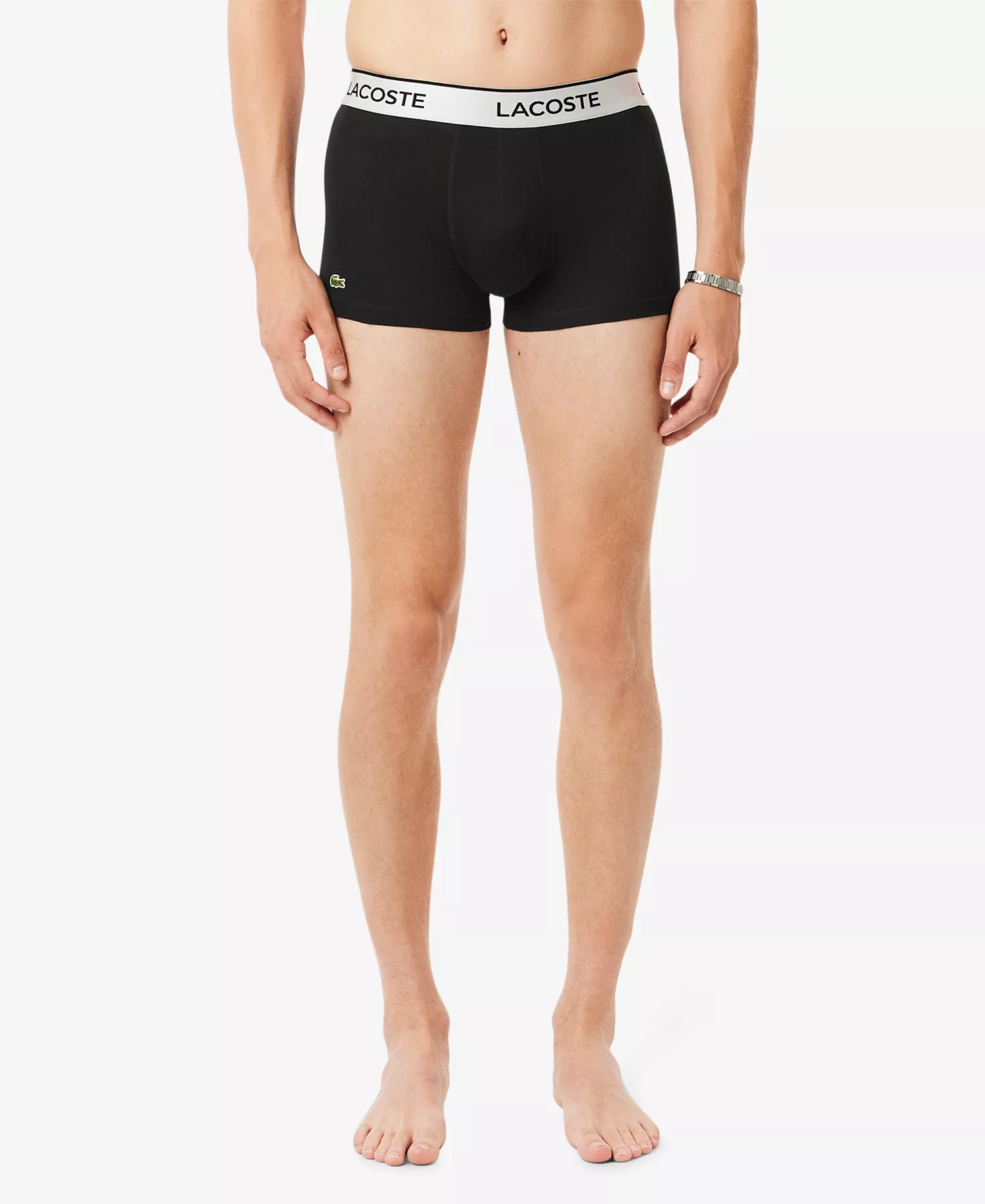 Men's Regular-Fit Metallic Waistband Boxer Briefs, 3-Pack - Black/White/Green - L