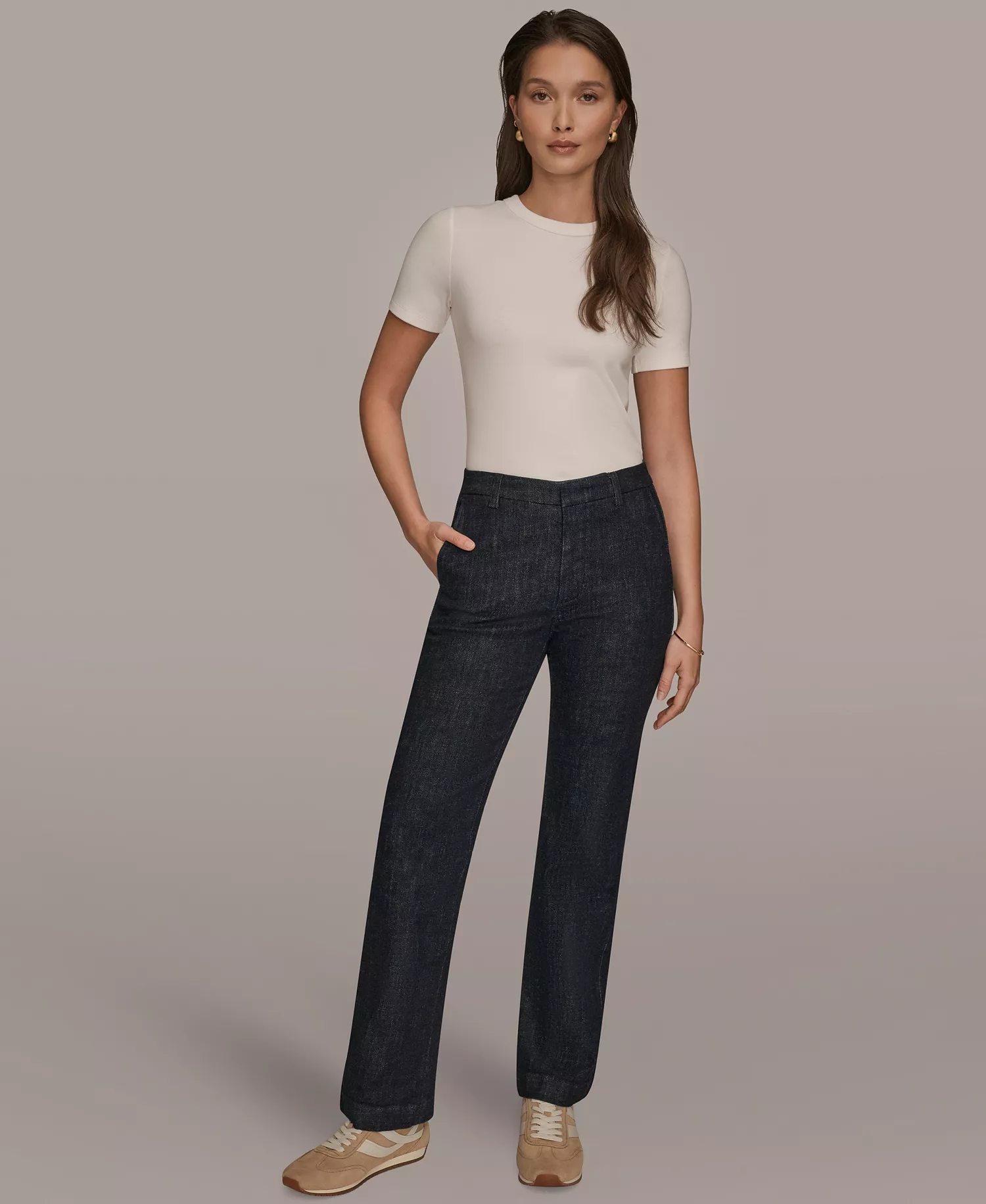 Women's Luxe Denim Mid Rise Modern Trousers - The Lacombe - 26