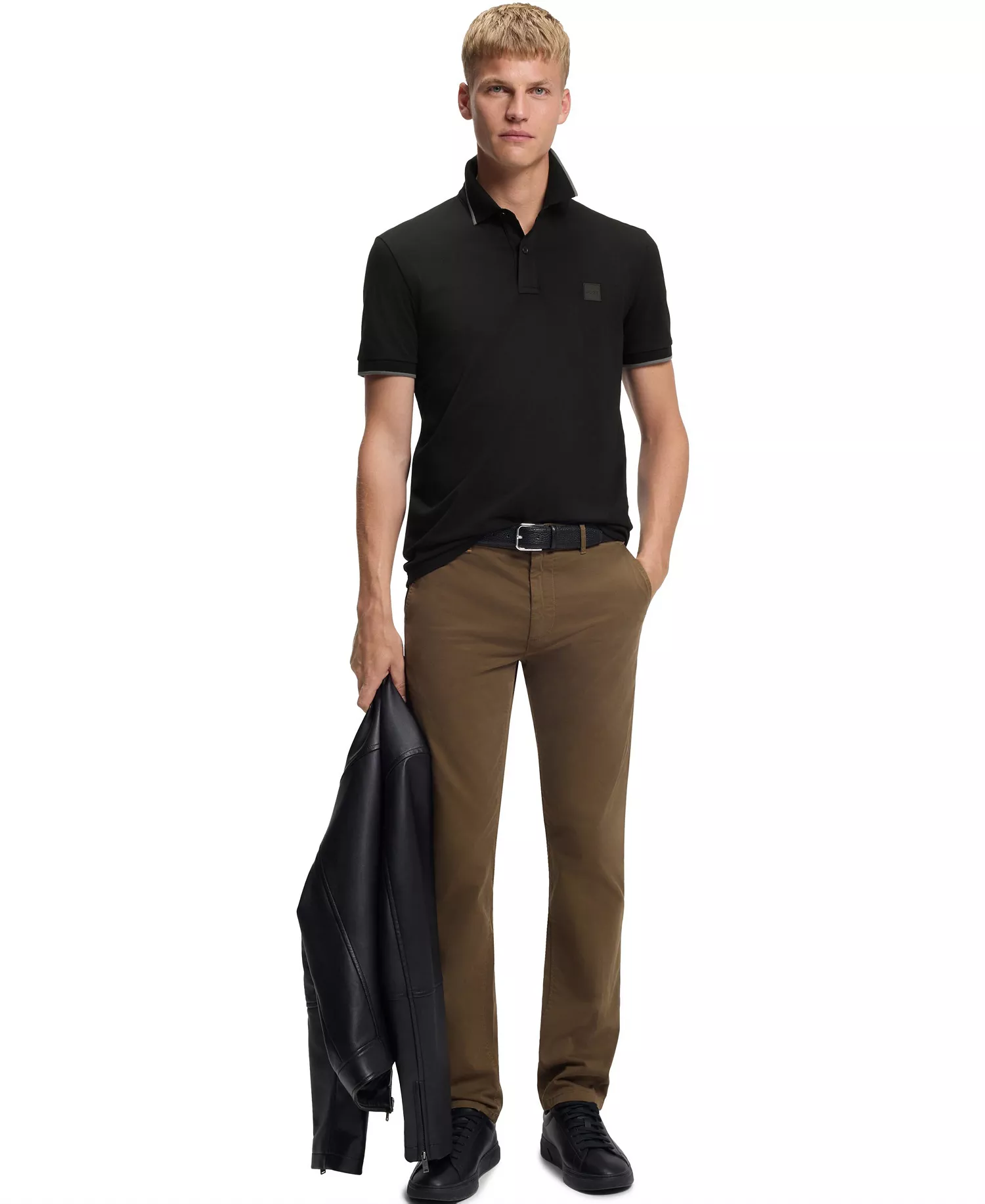 Men's Slim-Fit Polo Shirt - Black - 2XL