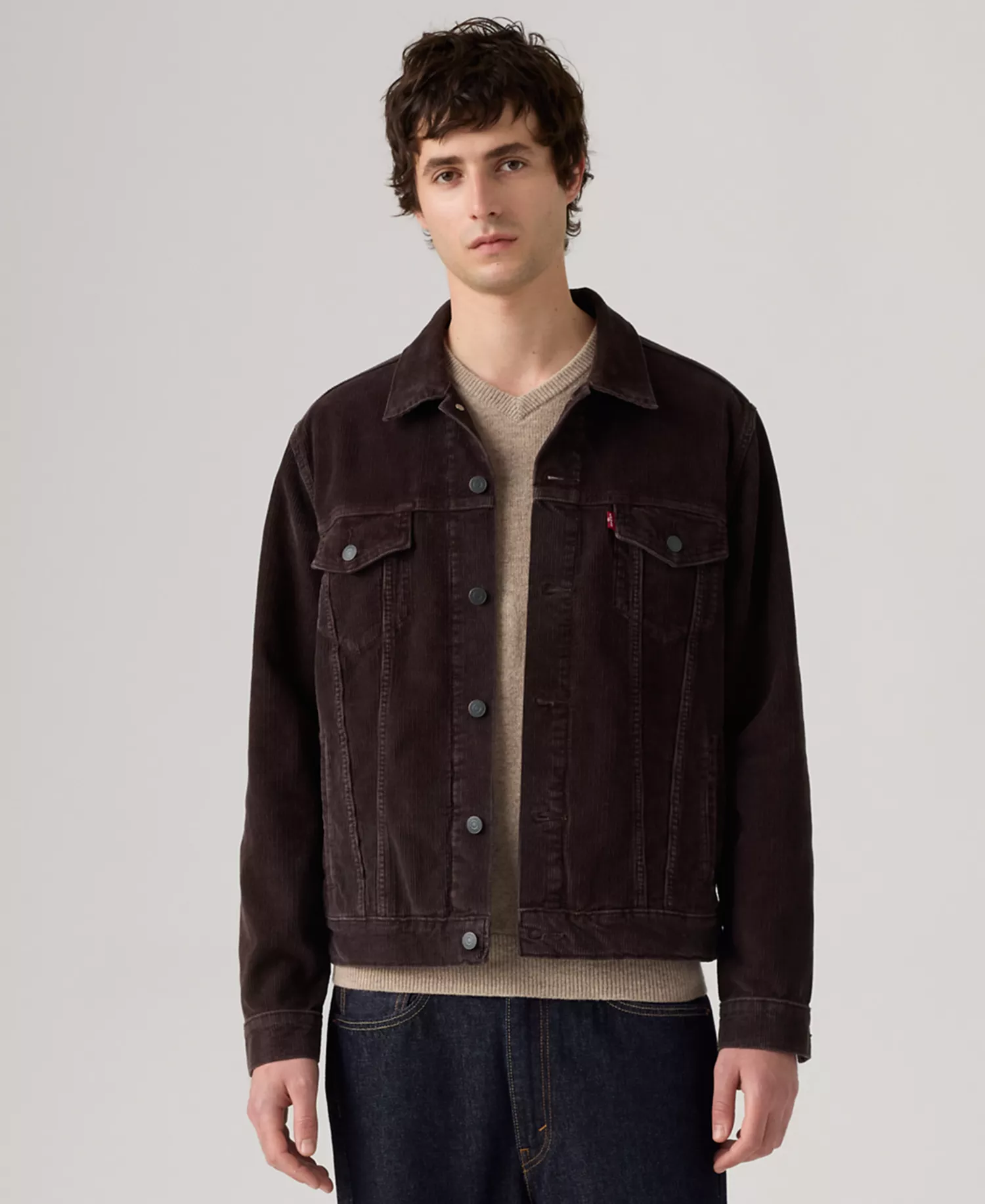 Men's Regular-Fit Stretch Denim Trucker Jacket - Black Coffee - 2XL