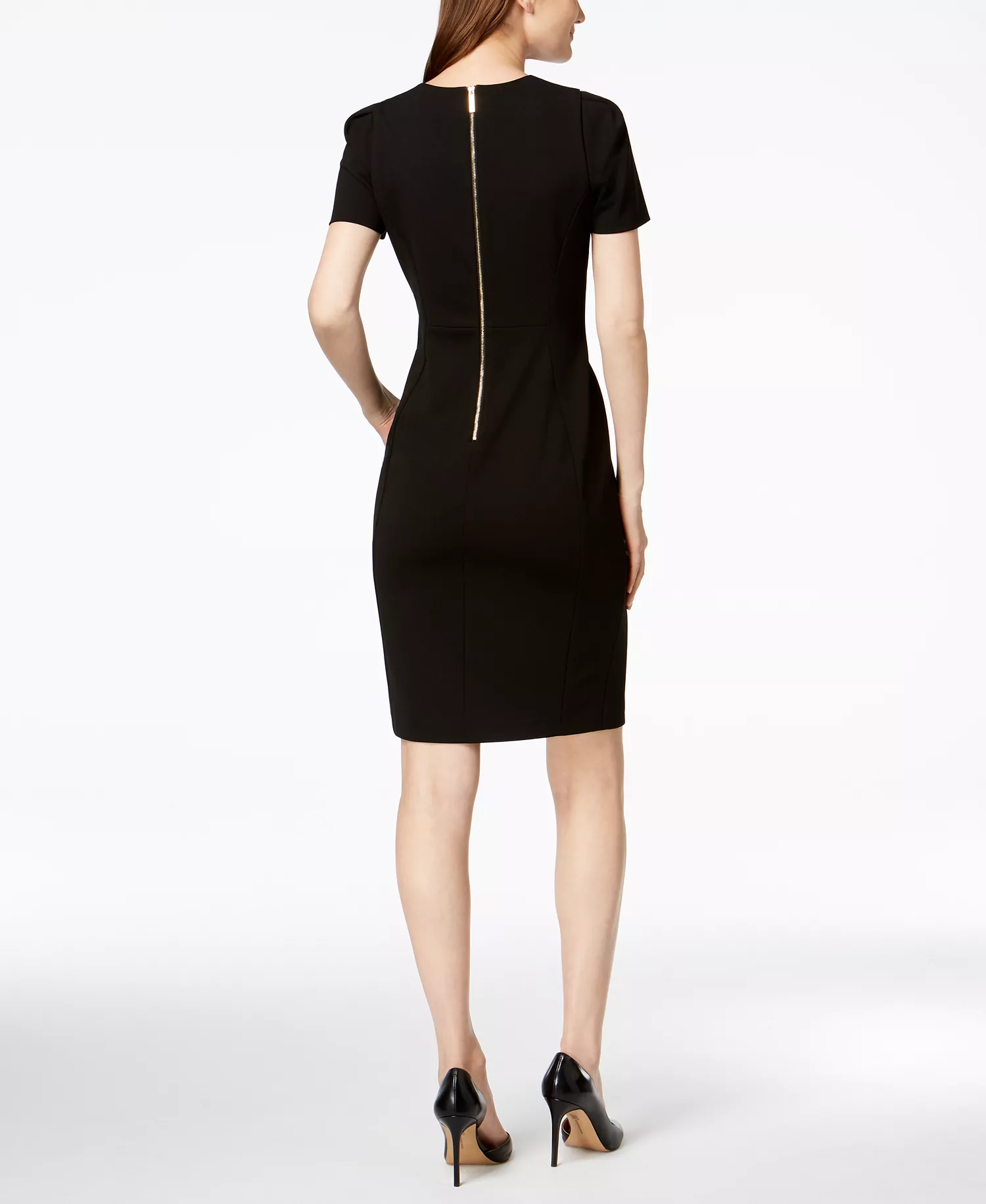 Seamed Scuba Crepe Sheath Dress - Black - 10