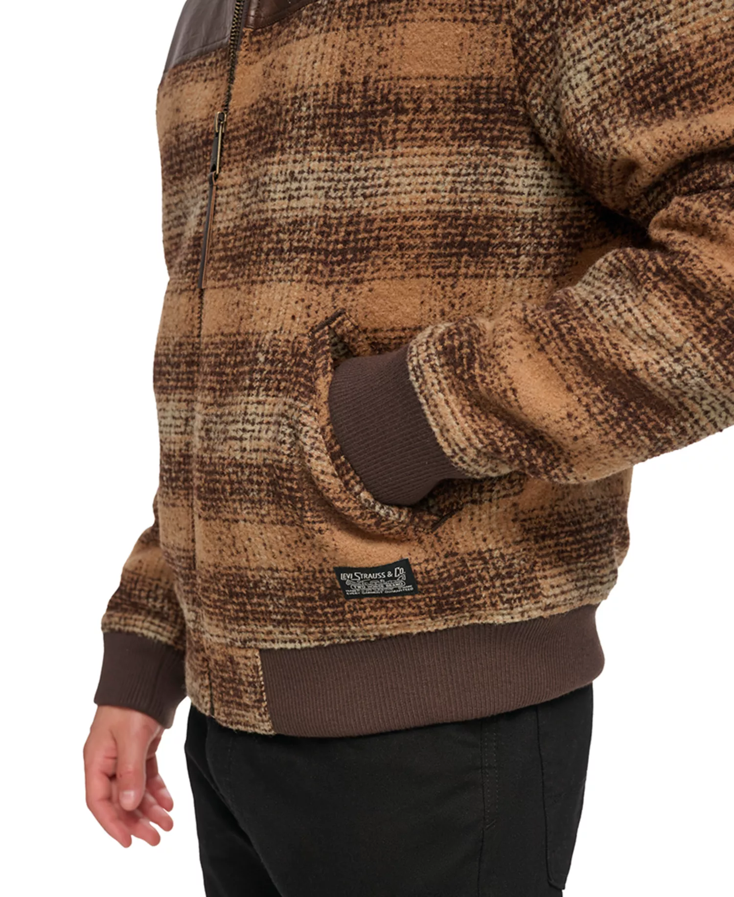 Men's Plaid Bomber Jacket - Brown Multi - 2XL