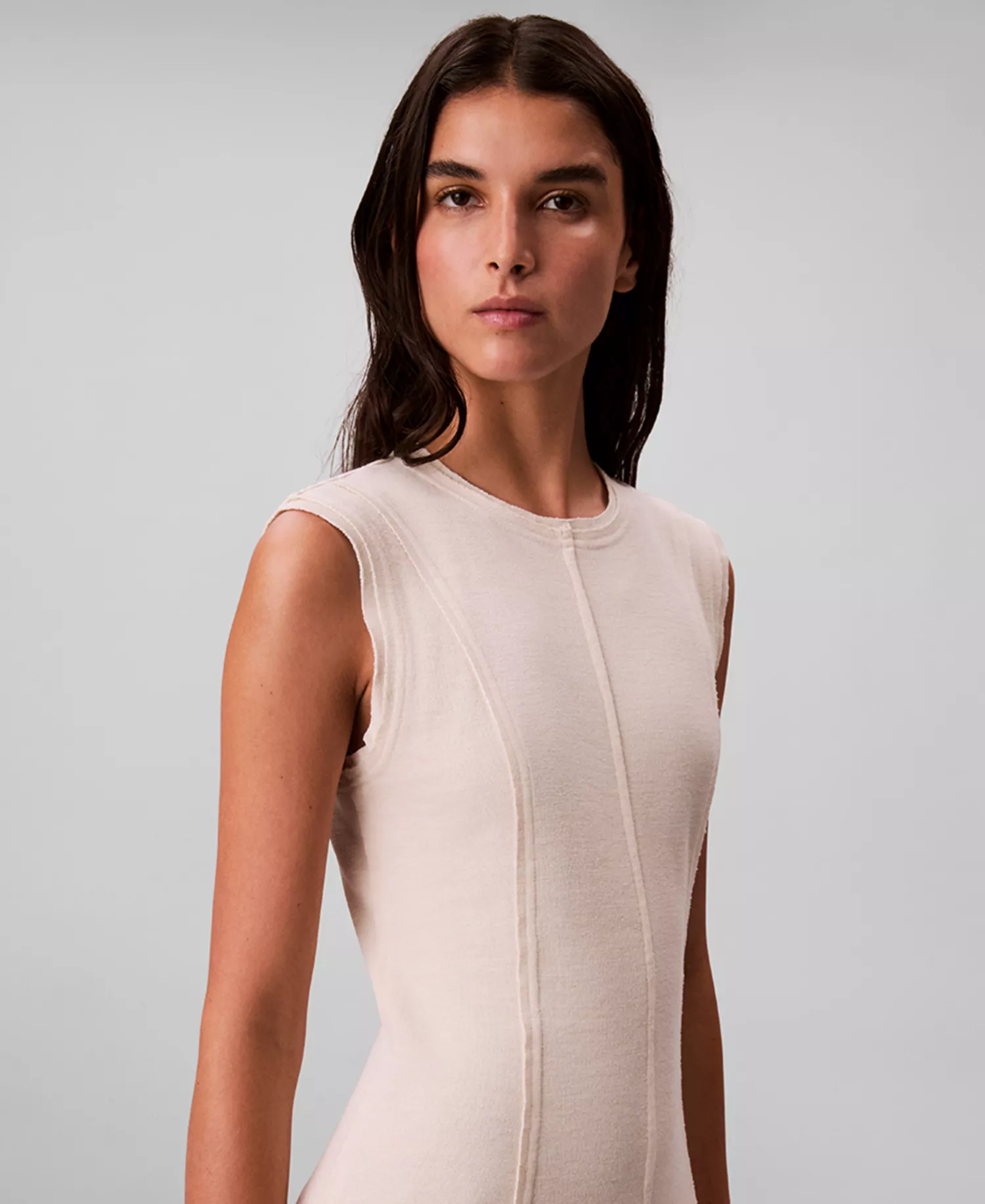 Women's Crewneck Sleeveless Midi Dress - Birch - L