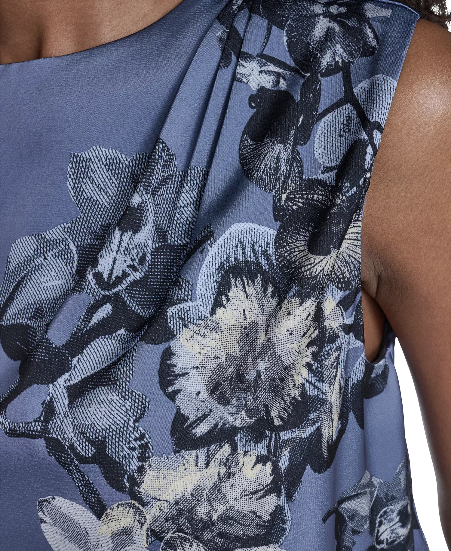 Petite Sleeveless High Neck Top - Flint/Black Multi - P/L