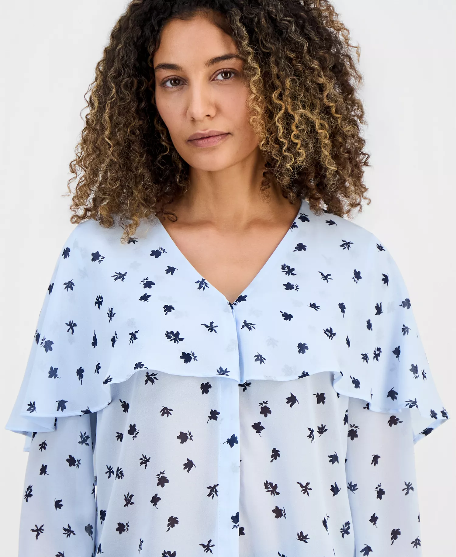 Petite Capelet Blouse, Macy's Exclusive - Liah Blooms - P/L