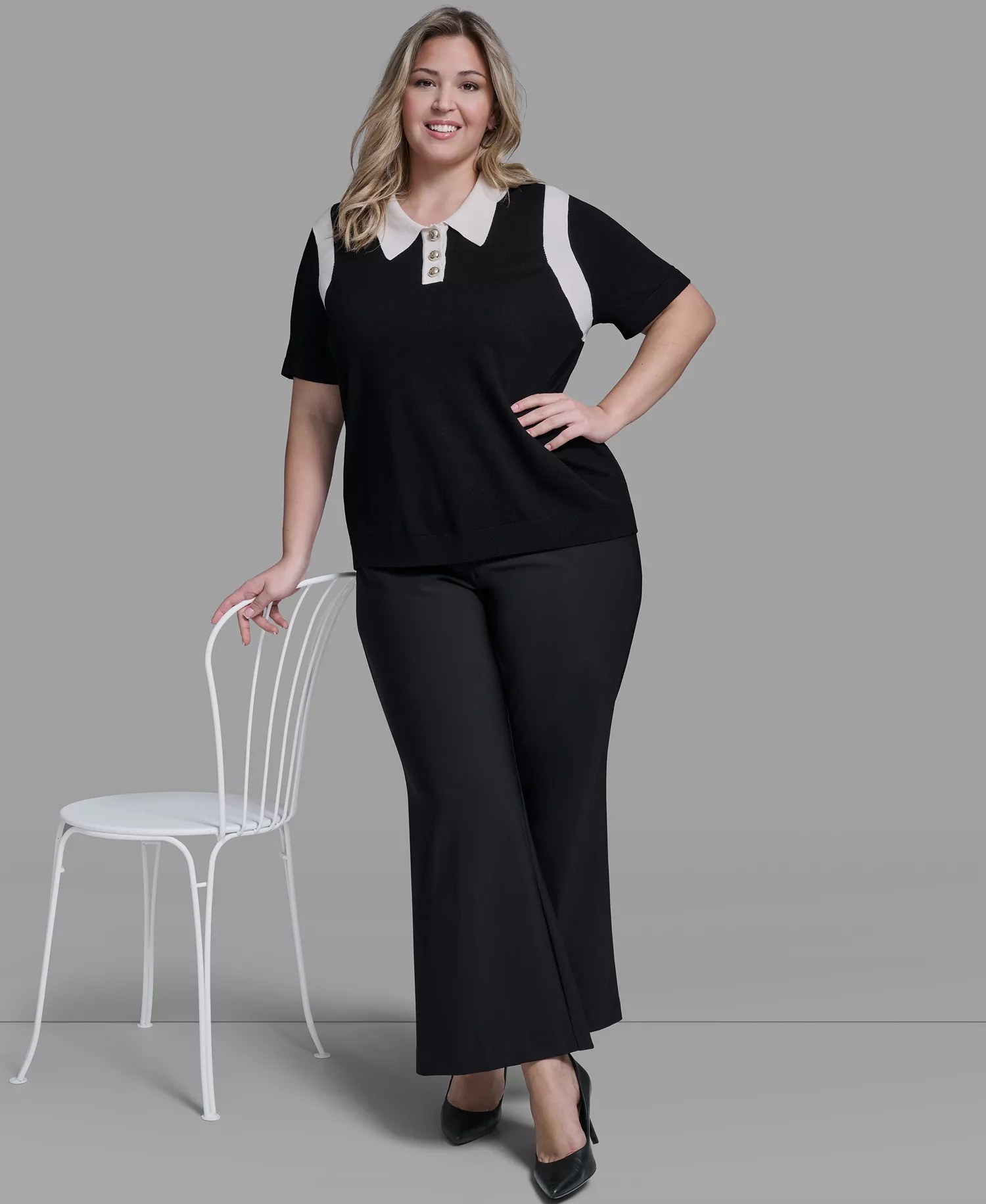 Plus Size Ponte Wide Leg Pants - Black - 14W