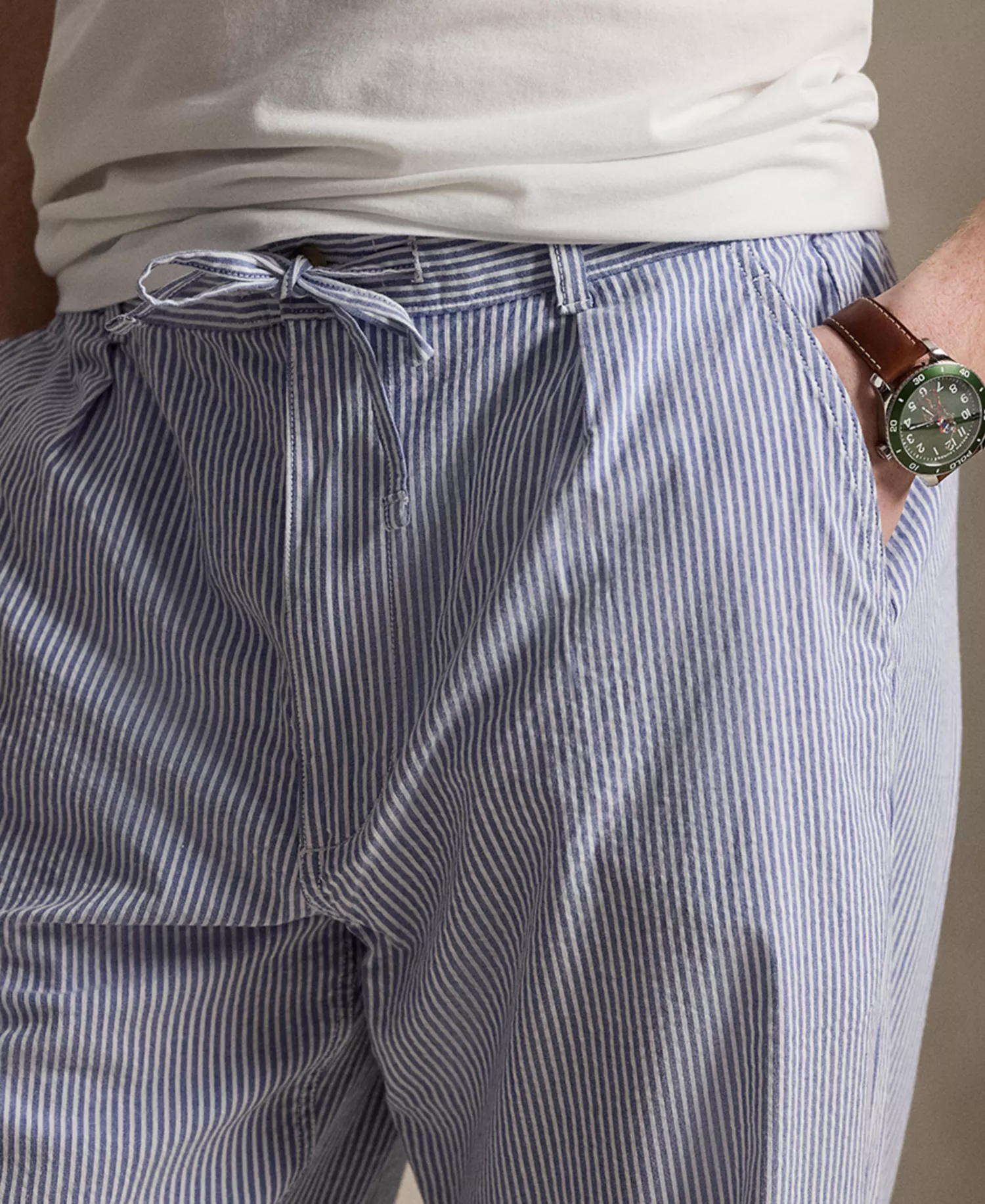 Men's Seersucker Striped Pants - Blue/White - 2XL