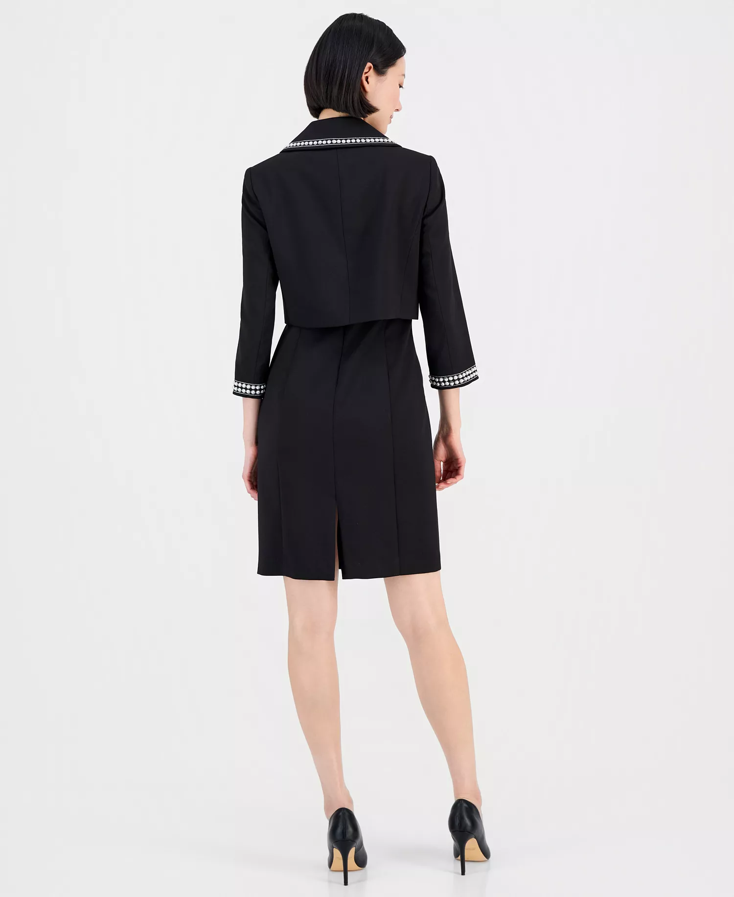 Beaded Dress Suit Set - Black - 10